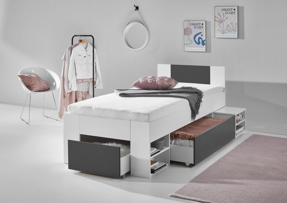 Ágykeret Azurro 90/200 Cm - antracit/fehér, Modern, faalapú anyag (90/200cm)