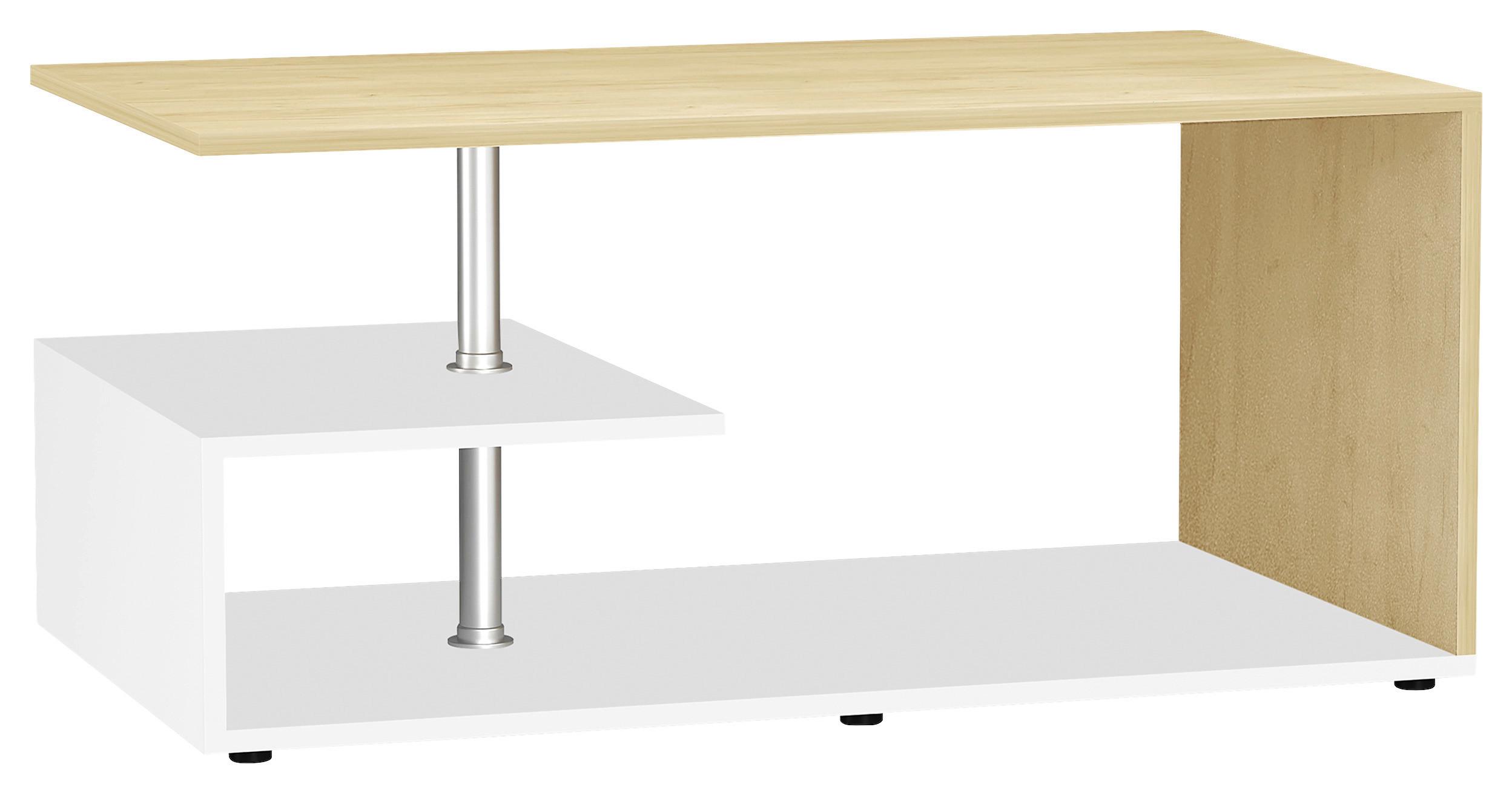 COUCHTISCH Maliso Weiß Honigeiche Dekor - Honigeiche/Schwarz, Design, Holzwerkstoff/Kunststoff (91/53/42cm) - MID.YOU