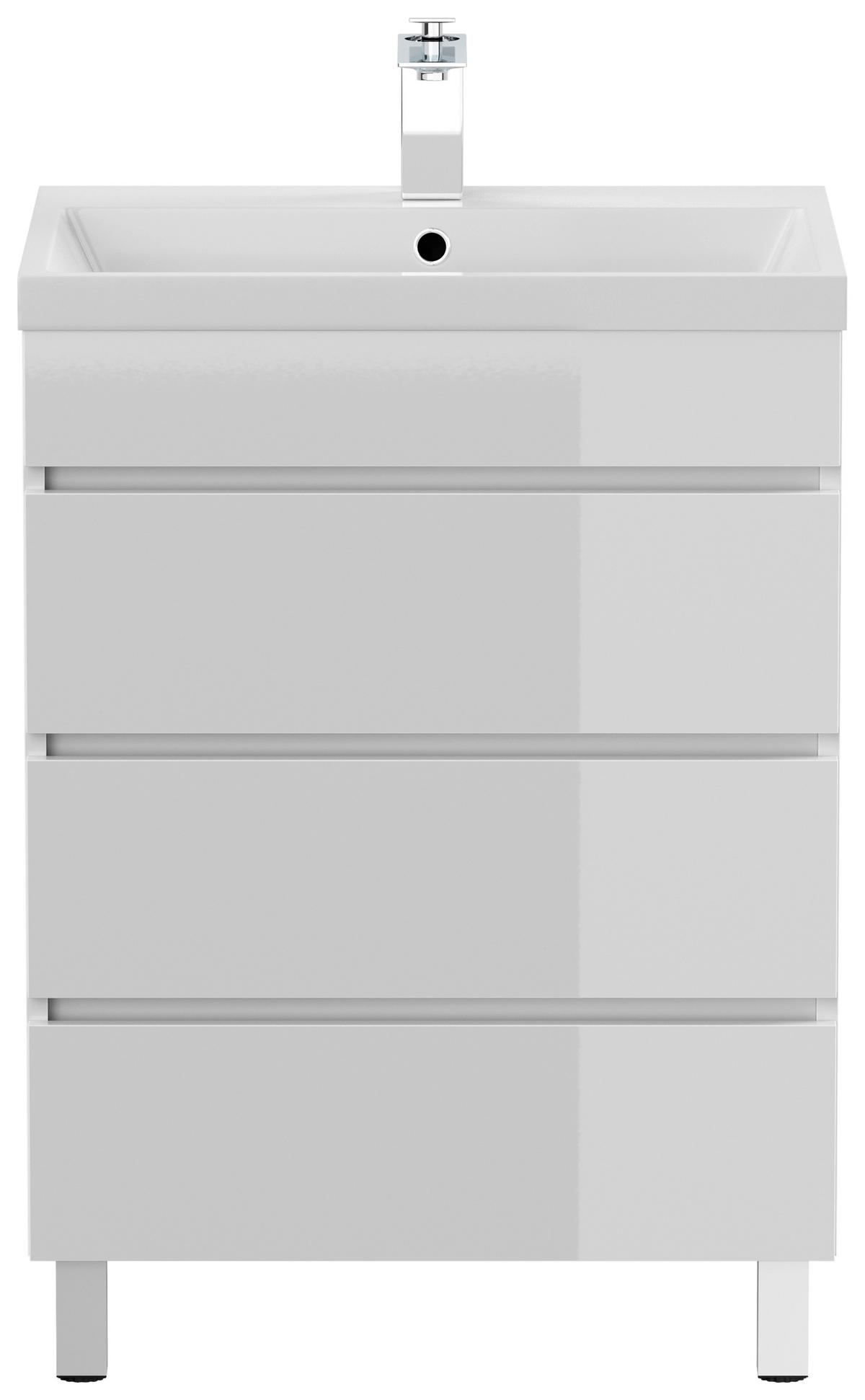 WASCHTISCHKOMBI Fellini, Weiß HG B: 60cm - Weiß Hochglanz/Weiß, Basics, Holzwerkstoff/Stein (60cm) - MID.YOU