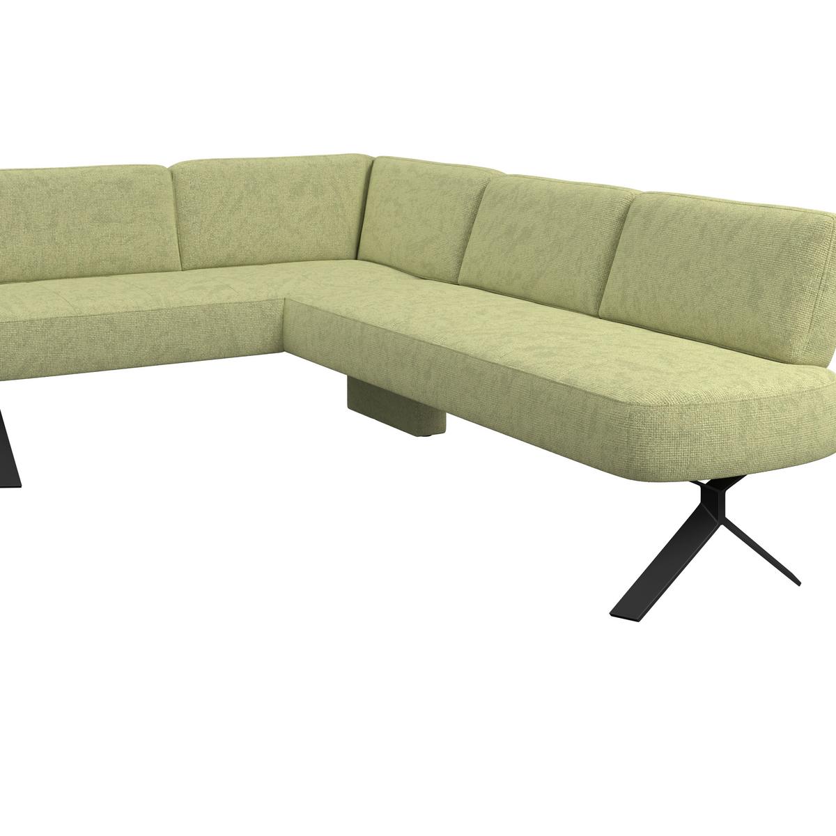 Eckbank olivgrün/Metallbeine Ulmo, S: 176x248cm - Schwarz/Olivgrün, MODERN, Textil/Metall (176/248cm)