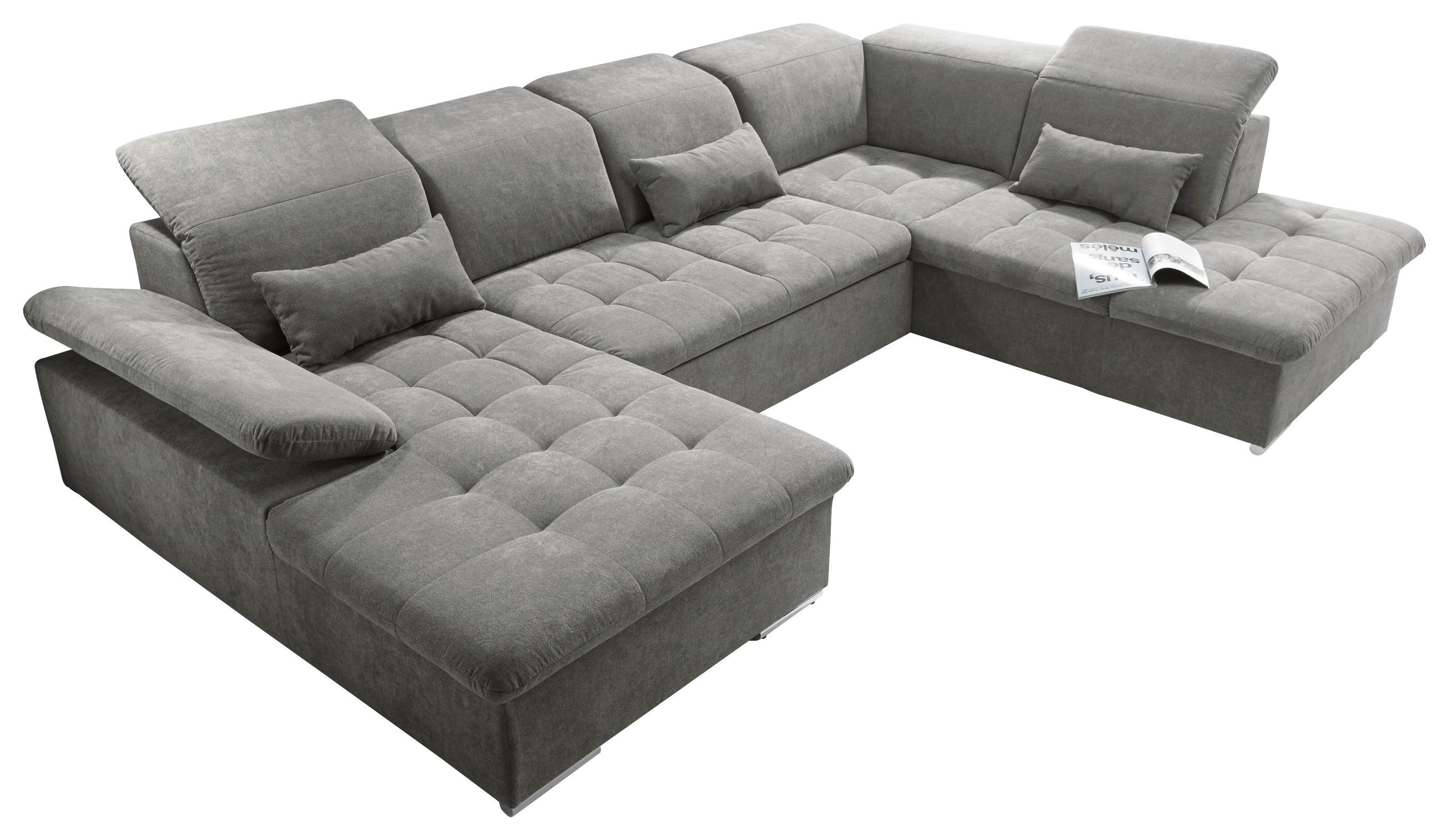 Wohnlandschaft mit Schlaffunktion Wayne, Webstoff - Schlammfarben/Silberfarben, KONVENTIONELL, Textil (188/340/240cm) - MID.YOU