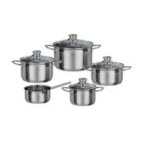 Kochtopfset Edelstahlfarben - Klar/Edelstahlfarben, Basics, Glas/Metall - GSW