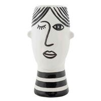 Vase Face Schwarz, Weiß B: 13,2 cm - Schwarz/Weiß, Basics, Keramik (13.2/26.3/11.8cm)