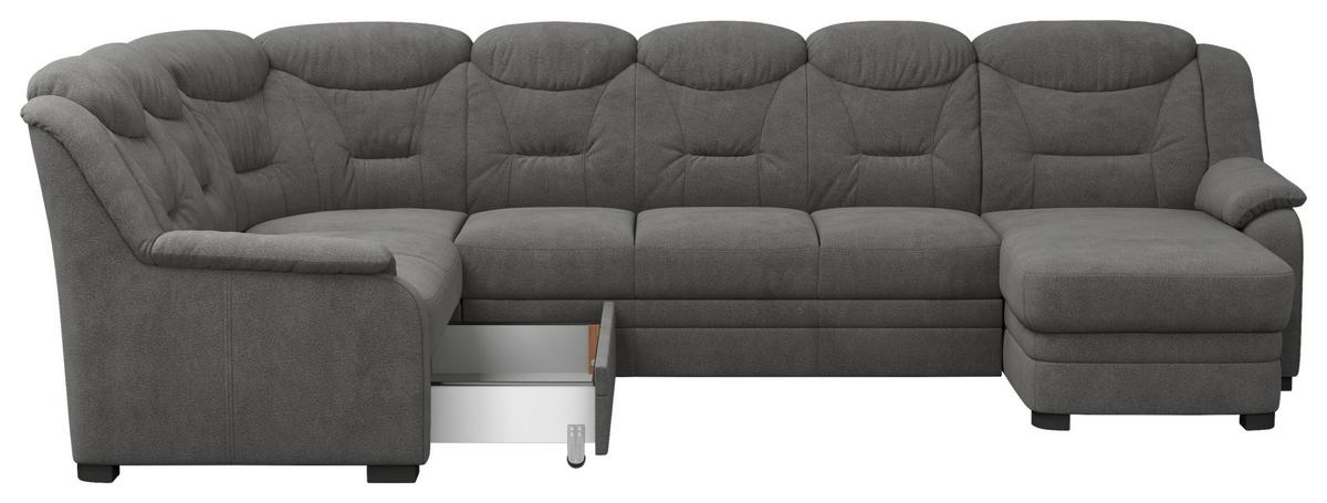 Wohnlandschaft Marcus Anthrazit inkl. Bettkasten - Anthrazit/Schwarz, Basics, Textil (211/330/162cm) - MID.YOU
