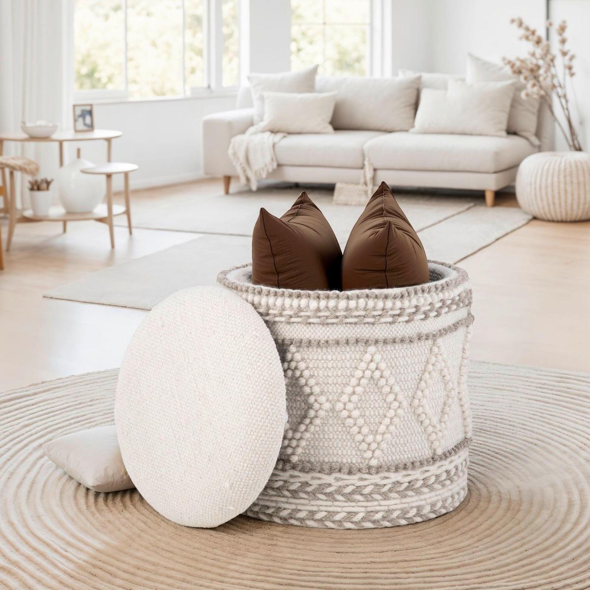 Ülőke Livetastic - krémszínű, Basics, textil (40/45/40cm) - Livetastic