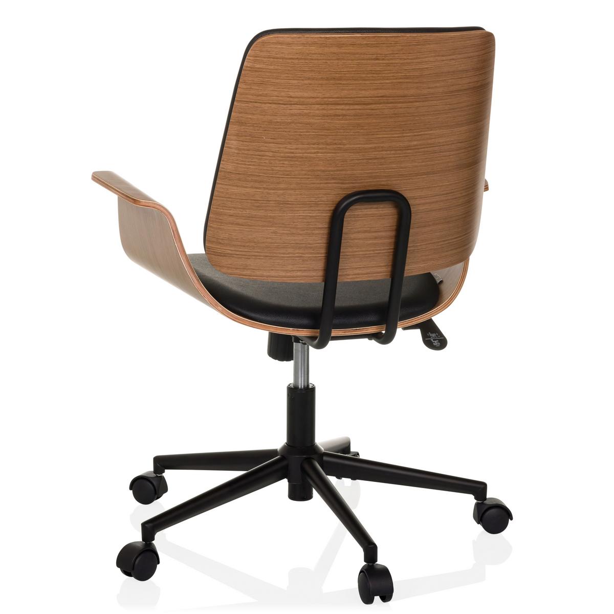 Drehstuhl Schwarz B: 68 Cm - Schwarz/Braun, MODERN, Leder/Holz (68/92/63,5cm) - MID.YOU