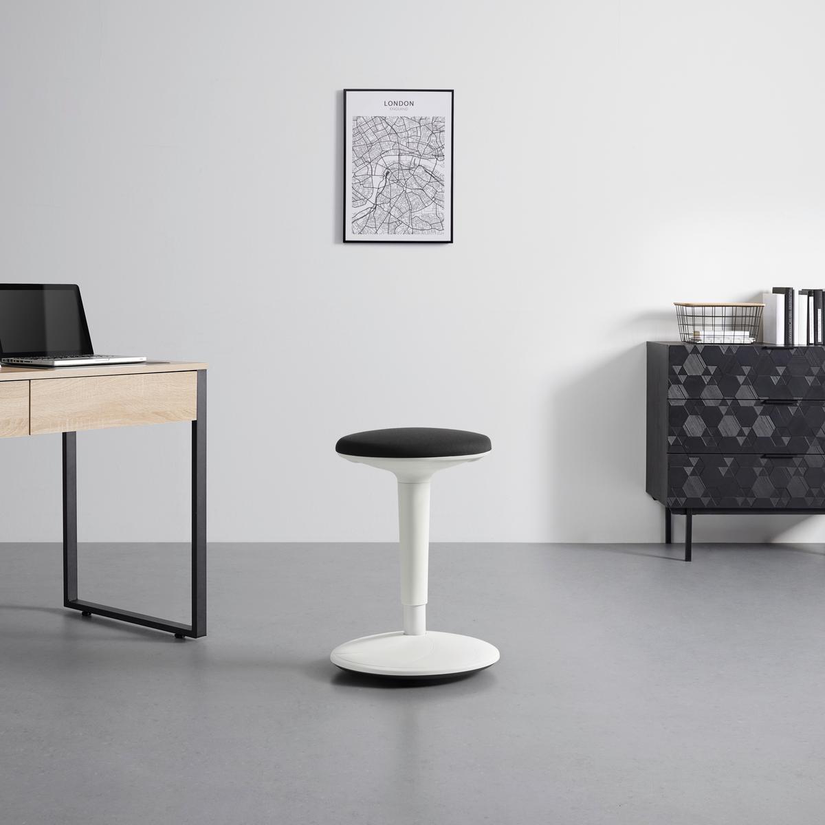 Kanc. stolička bez operadla SPIN - čierna/biela, Modern, kov/textil (36,5/55.5-73.5/39cm) - Mömax