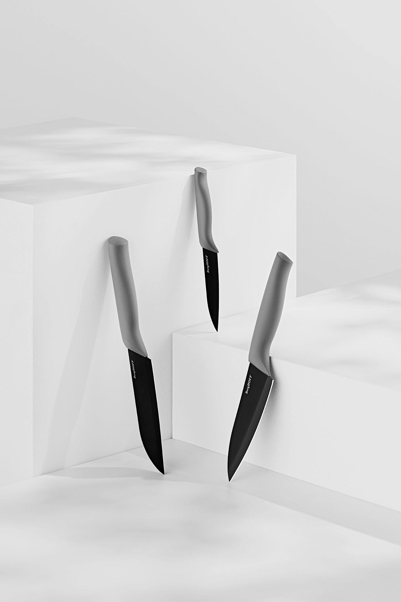 Messerset 3-teilig Schwarz - Schwarz, Basics, Metall (32.30/14.40/4cm) - BergHOFF