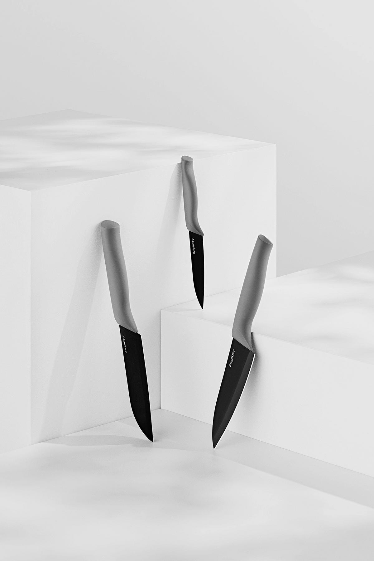 Messerset 3-teilig Schwarz - Schwarz, Basics, Metall (32.30/14.40/4cm) - BergHOFF