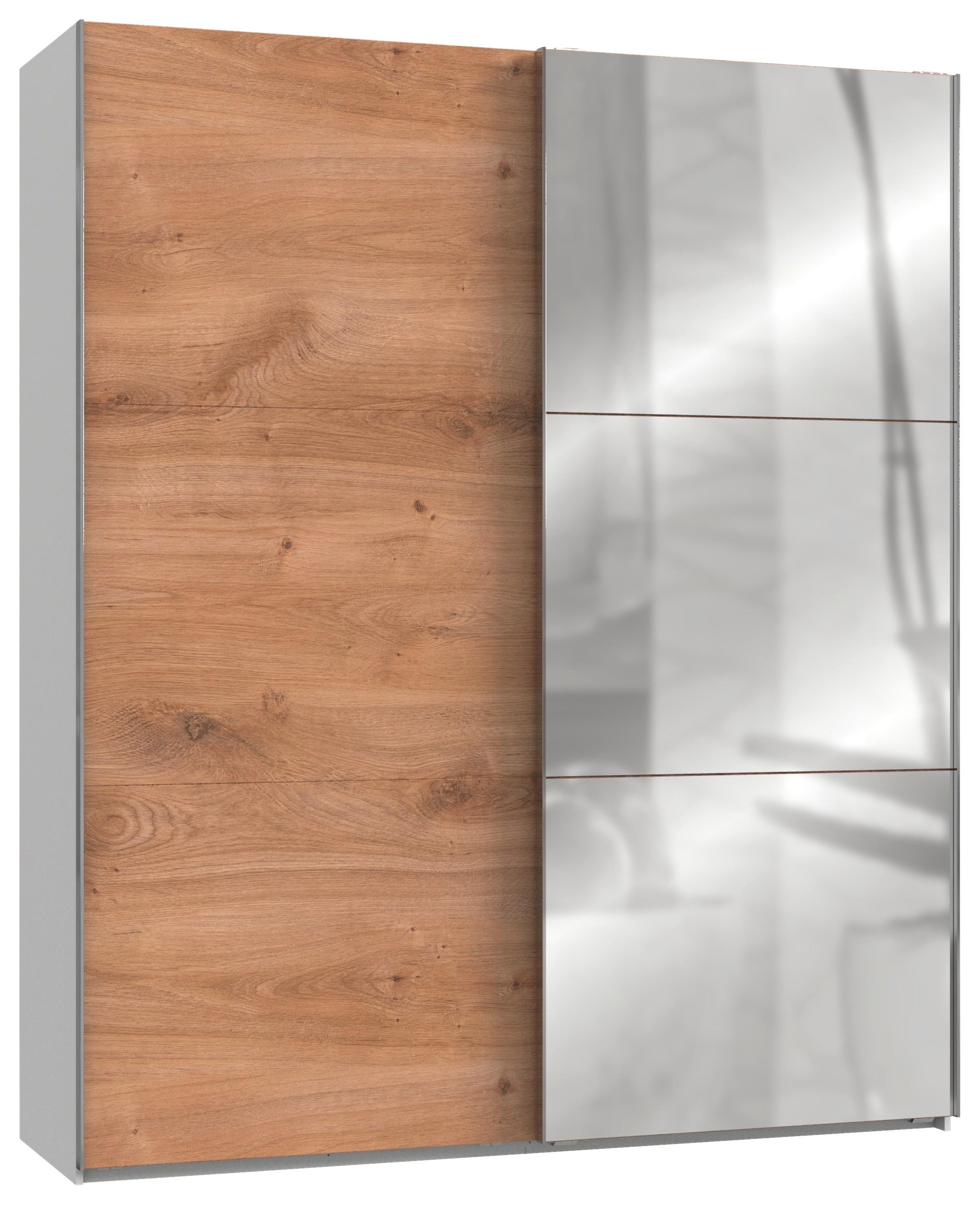 Schwebetürenschrank B: 200 cm Level 36a Weiß/Eiche Dekor - Eichefarben/Weiß, MODERN, Holzwerkstoff (200/236/65cm) - MID.YOU