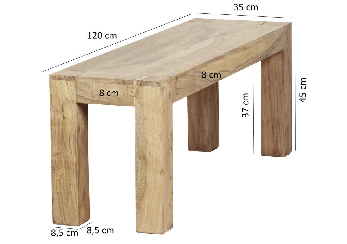 Lavica z masívu Mumbai š: ca. 120 cm - farba akácie, Modern, drevo (120/45/35cm) - MID.YOU