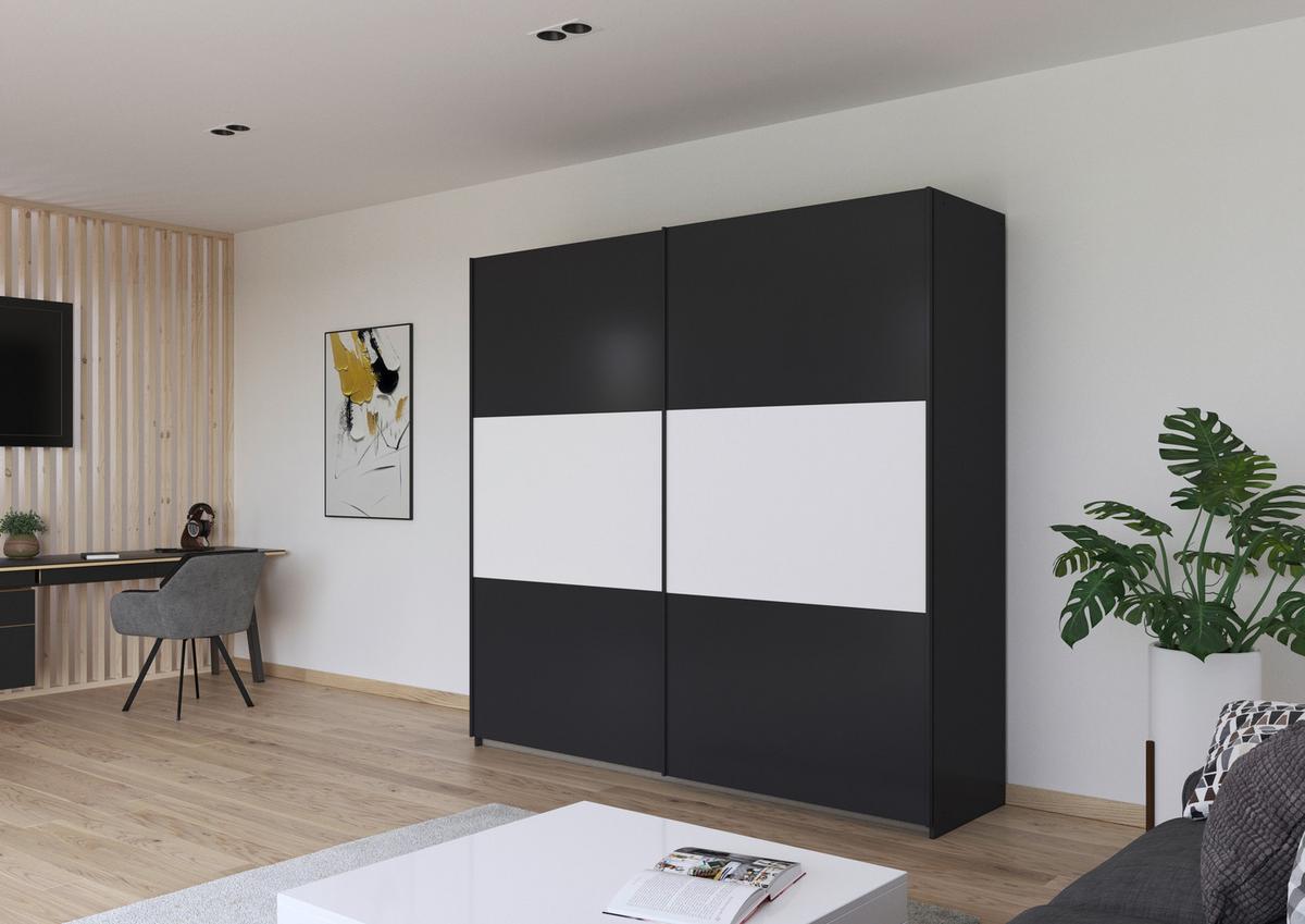 Schwebetürenschrank Neo Grau Weiß B: 218 cm - Alufarben/Weiß, MODERN, Holzwerkstoff (218/210/59cm) - Rauch Möbel