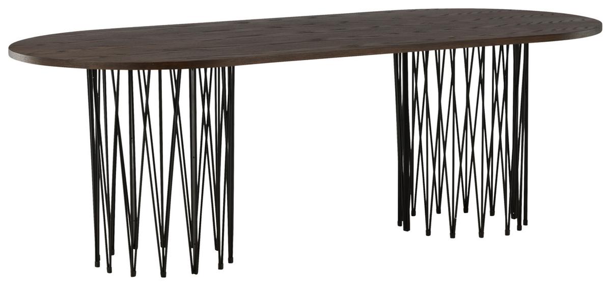 Esstisch Stone - Dunkelbraun/Schwarz, Design, Holz/Metall (220/100/74cm) - Livetastic