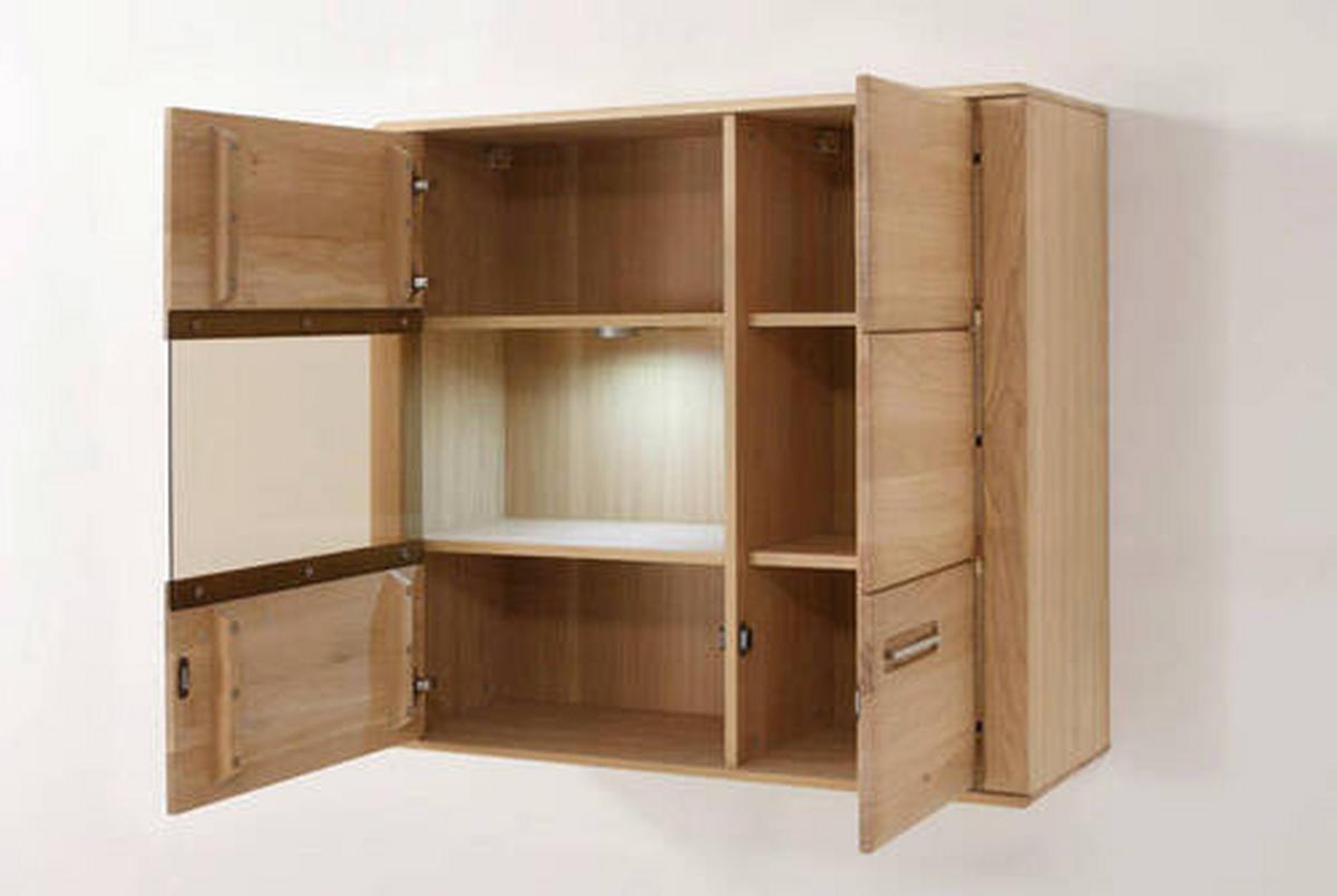 Hängevitrine Sena B: 107 cm Eichefarben - Eichefarben, Design, Glas/Holz (107/98/38cm) - Livetastic