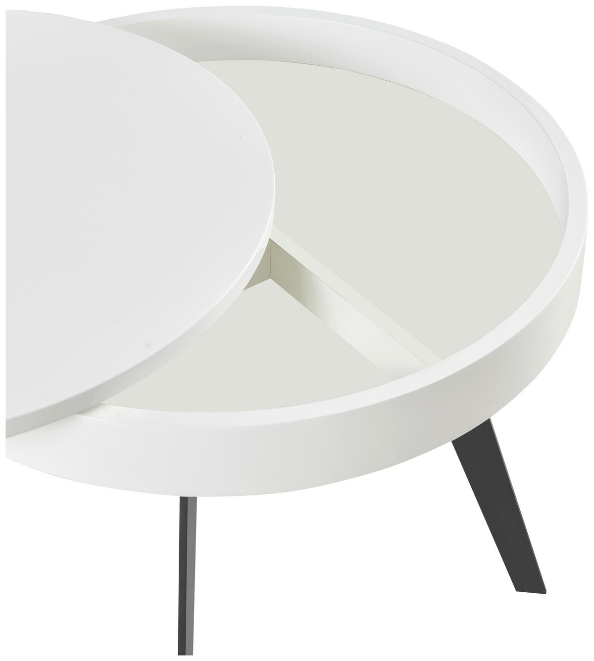 Dohányzóasztal Ruby - fekete/magasfényű fehér, Modern, faalapú anyag/fém (70/57cm)
