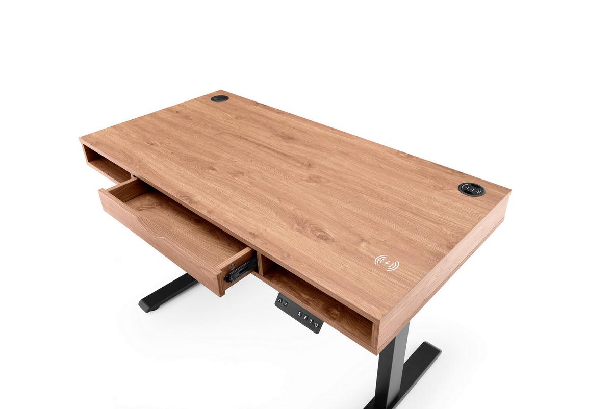 Schreibtisch Worktime Style Schwarz/Eichefarben L: 120cm - Eichefarben/Schwarz, MODERN, Holz/Metall (120/60/72-110cm) - MID.YOU