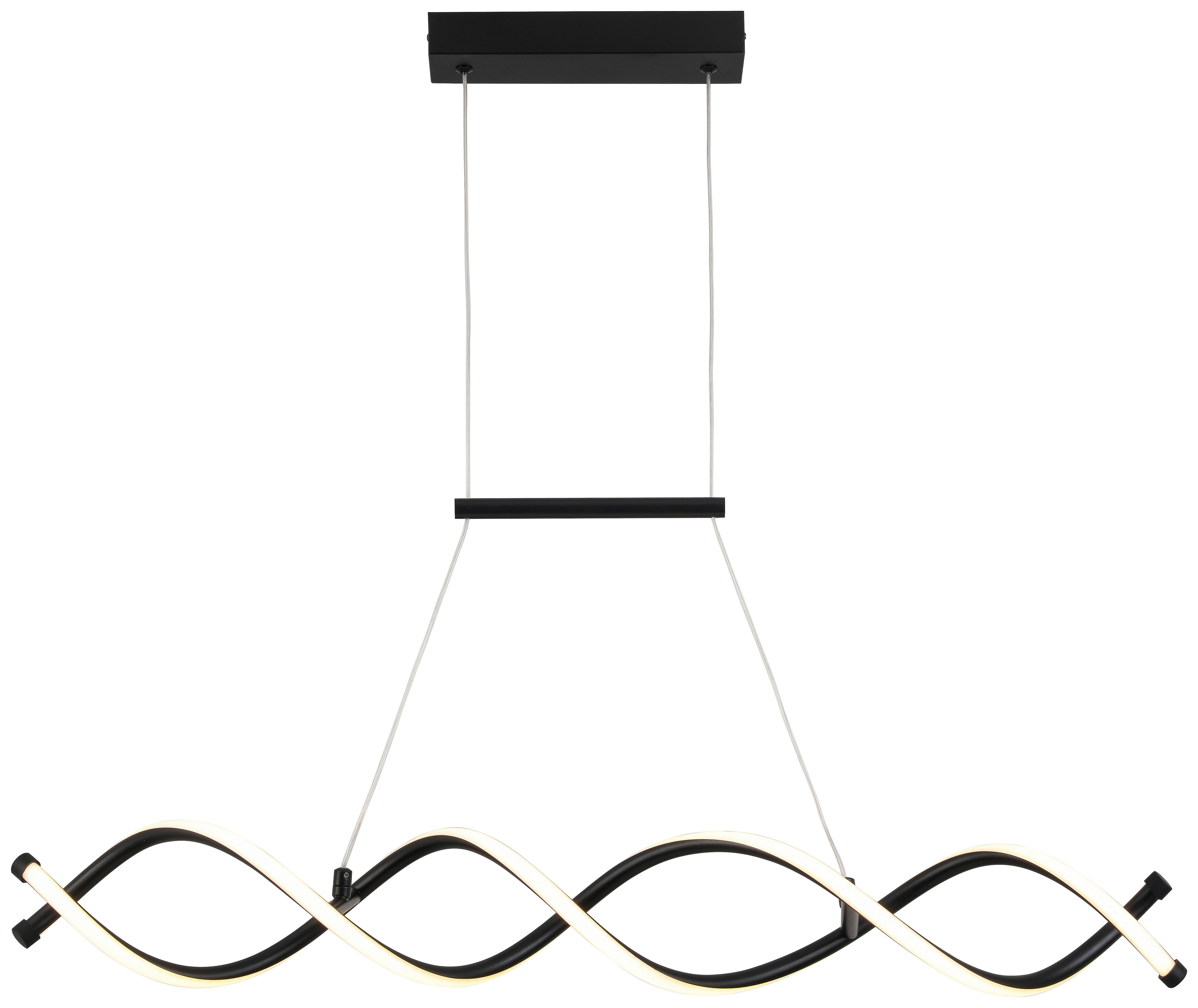 LED-Hängeleuchte Solea H: 120 cm 1-Flammig, Geschwungen - Schwarz, MODERN, Kunststoff/Metall (88/120cm) - Luca Bessoni
