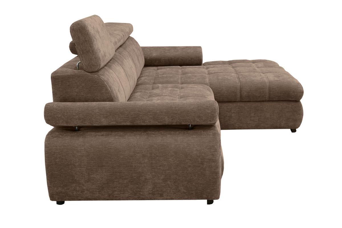 Rohová sedačka VEGAS, pravá, hnědá žinylka - černá/hnědá, Design, dřevo/textil (294/173cm)