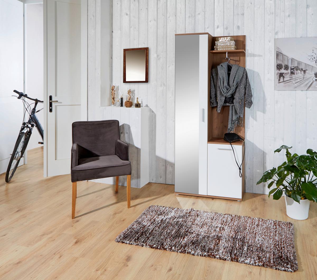 Előszobafal Xara *top Ár* - tölgyfa színű/fehér, Modern, faalapú anyag/Üveg (80/189/30,5cm) - Best Price