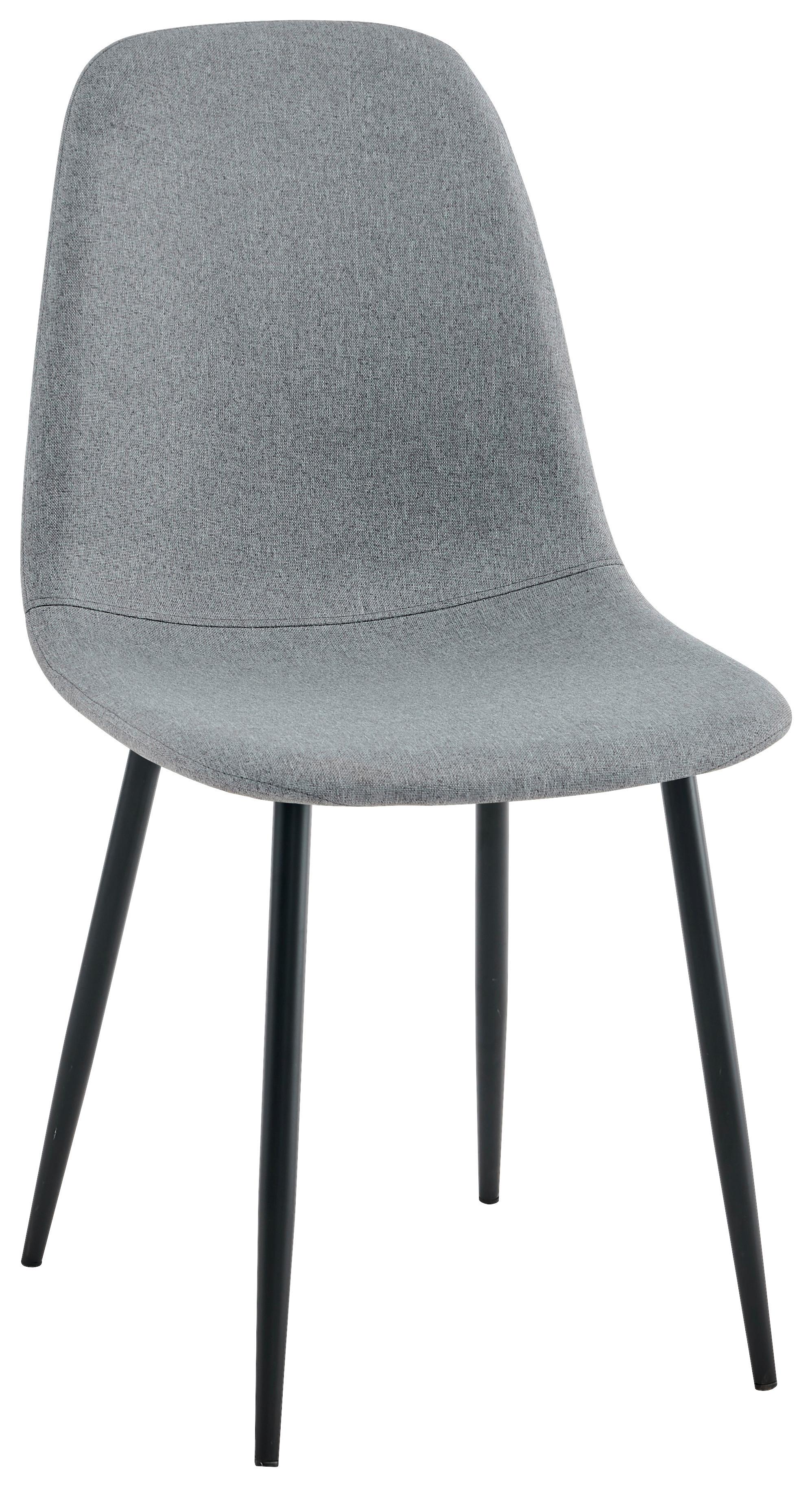 Vierfußstuhl Maria Hellgrau, Gepolstert - Hellgrau/Schwarz, MODERN, Textil/Metall (44/86/63,5cm)