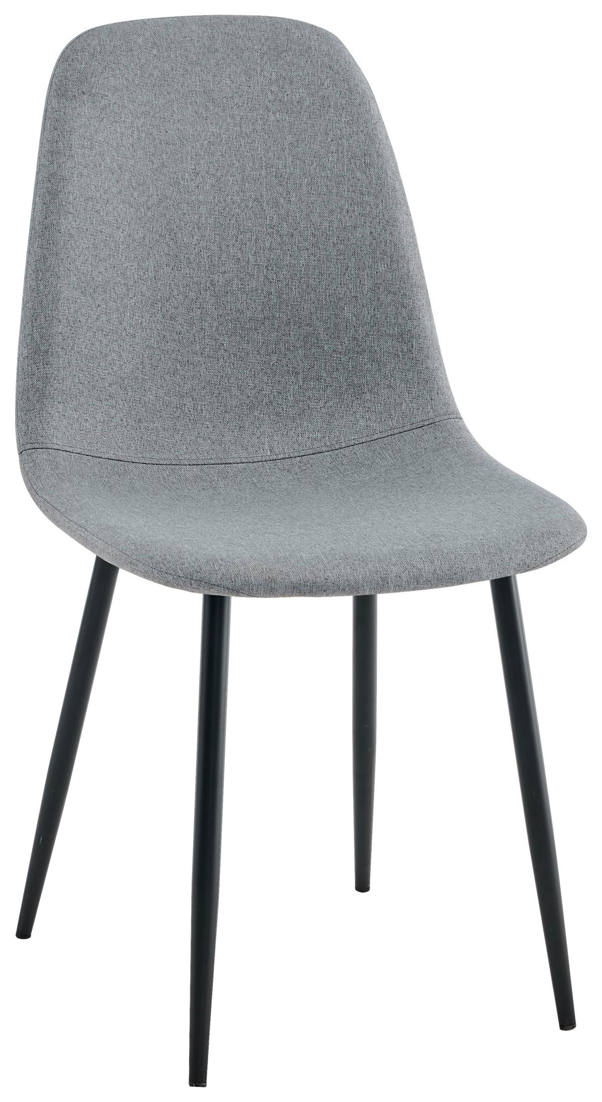 Vierfußstuhl Maria Hellgrau, Gepolstert - Hellgrau/Schwarz, MODERN, Textil/Metall (44/86/63,5cm)