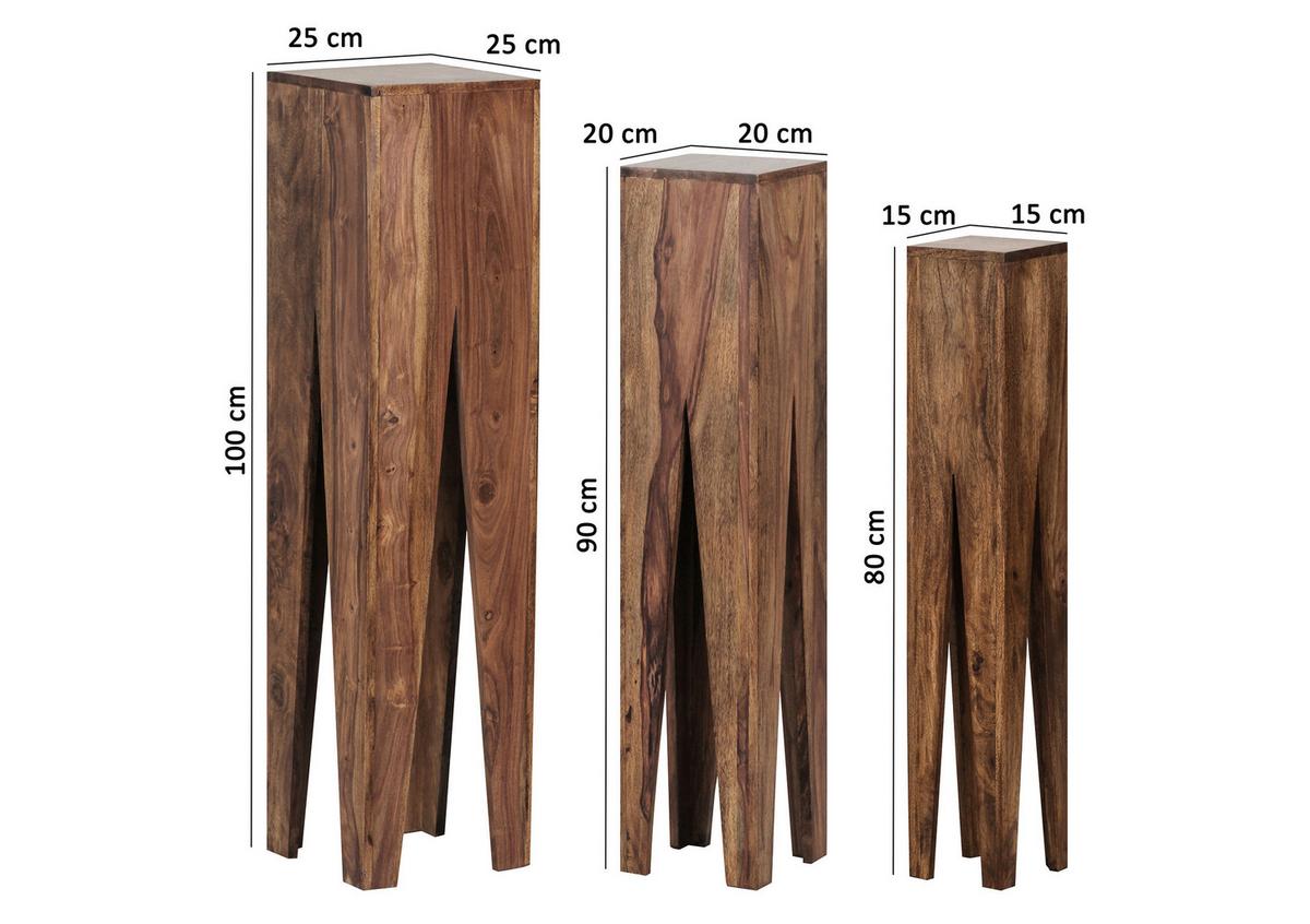 Sada stolků pod květiny KADA z masivního dřeva - barvy akácie, Design, dřevo - MID.YOU