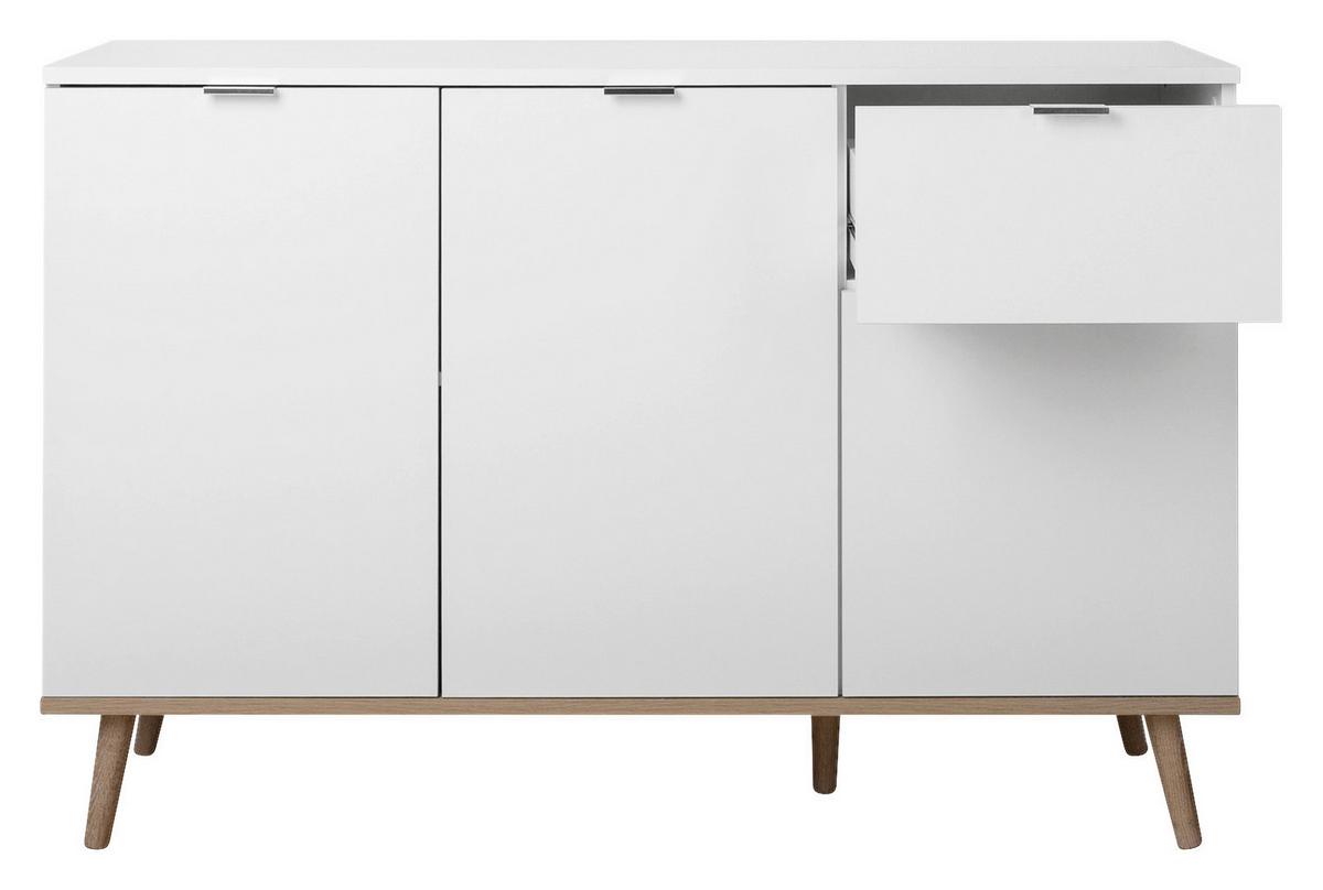 Kommode Mit Echtholz-füßen B 120cm Göteborg 56, Weiß/eiche - Weiß/Sonoma Eiche, KONVENTIONELL, Holzwerkstoff (120/85/40cm) - MID.YOU
