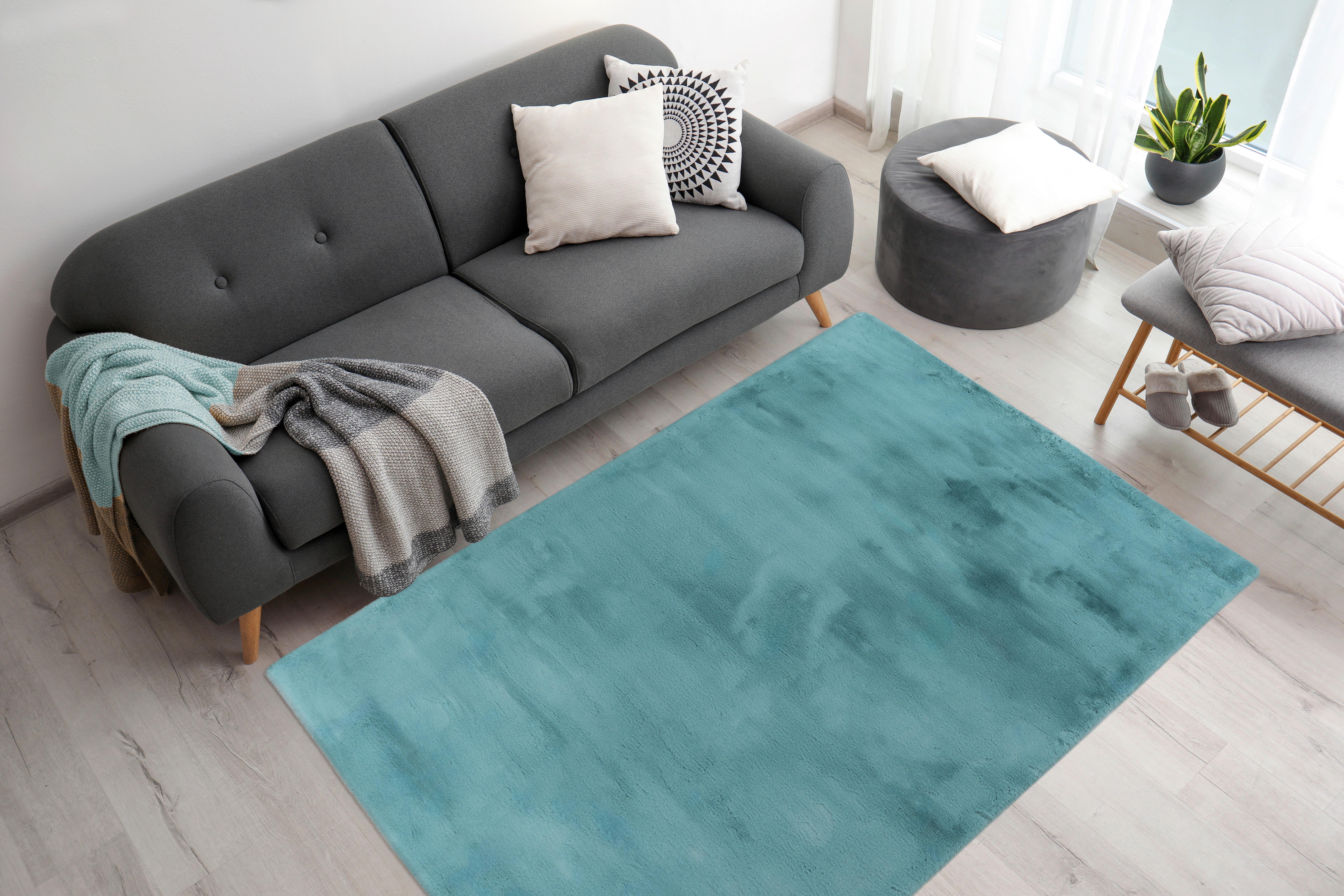 Hochflorteppich Rabbit Türkis, 160x230 cm - Türkis, KONVENTIONELL, Textil (160/230cm)
