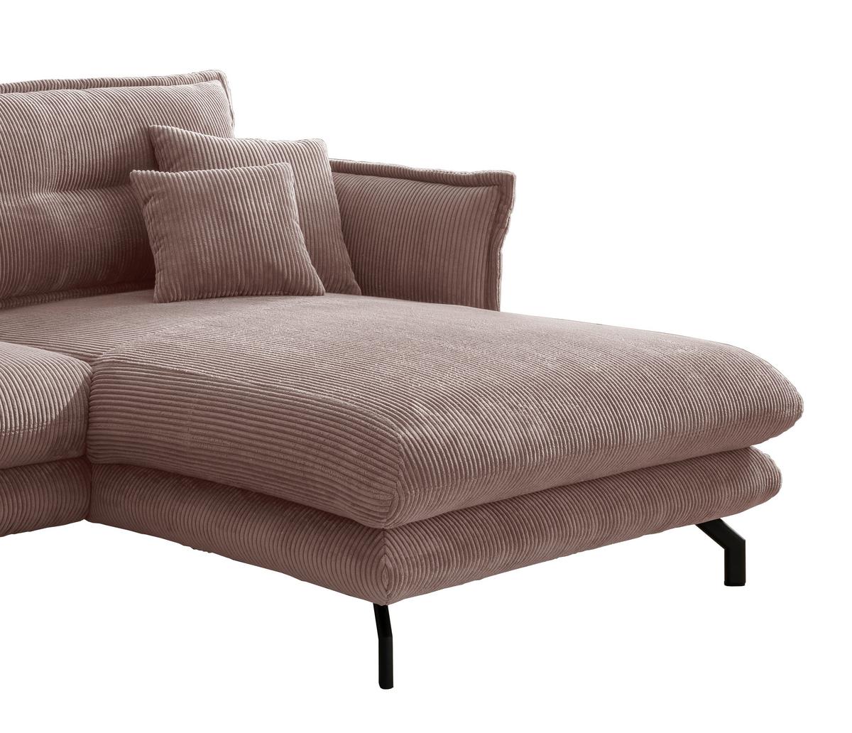 Ecksofa Lava Rosa S: 255/180 cm - Schwarz/Rosa, MODERN, Textil (255/180cm) - Livetastic