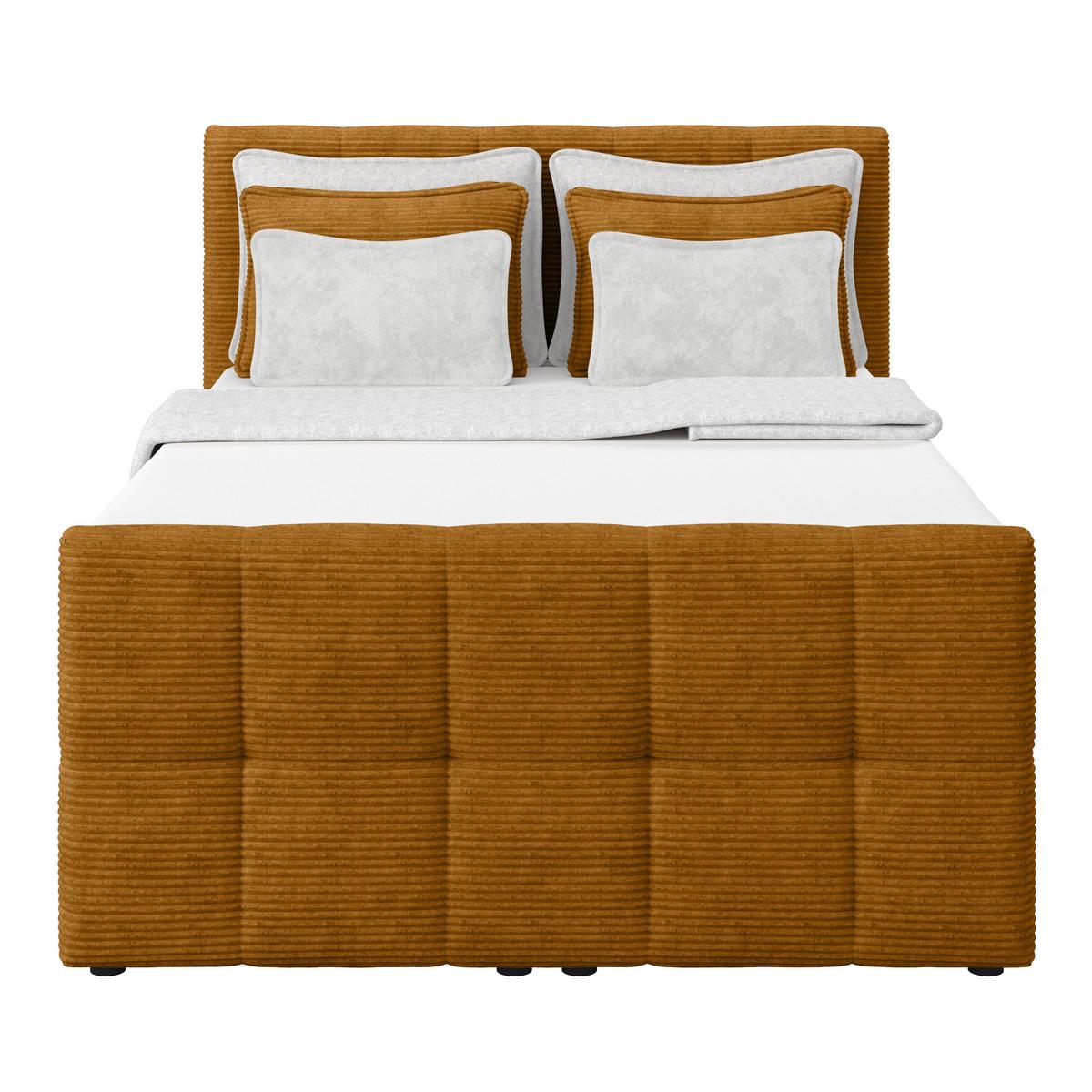 Boxspringbett Mit Topper Und Bettkasten 140x200 Medino - Senfgelb, KONVENTIONELL, Holz/Holzwerkstoff (140/200cm)