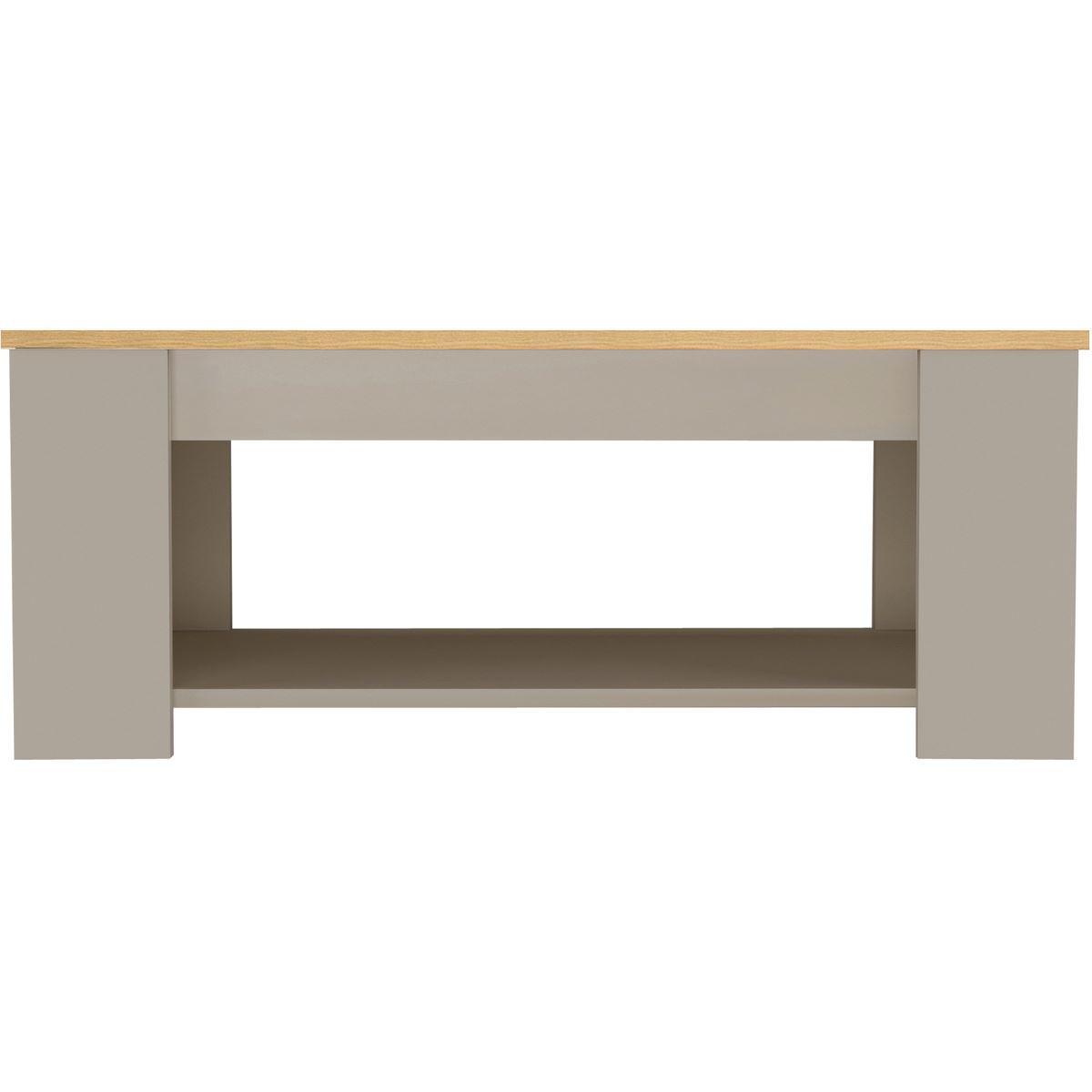 Couchtisch Emerald mit Ablagefach Creme - Eichefarben/Creme, Design, Holzwerkstoff (105/41/47cm) - MID.YOU