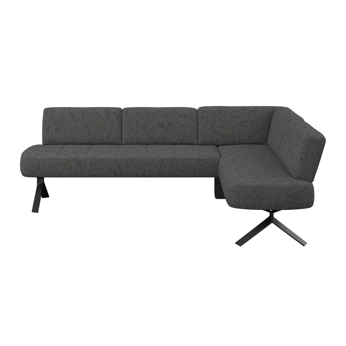 Eckbank schwarz/Metallbeine Ulmo, S:248x176cm - Schwarz, MODERN, Textil/Metall (248/176cm)