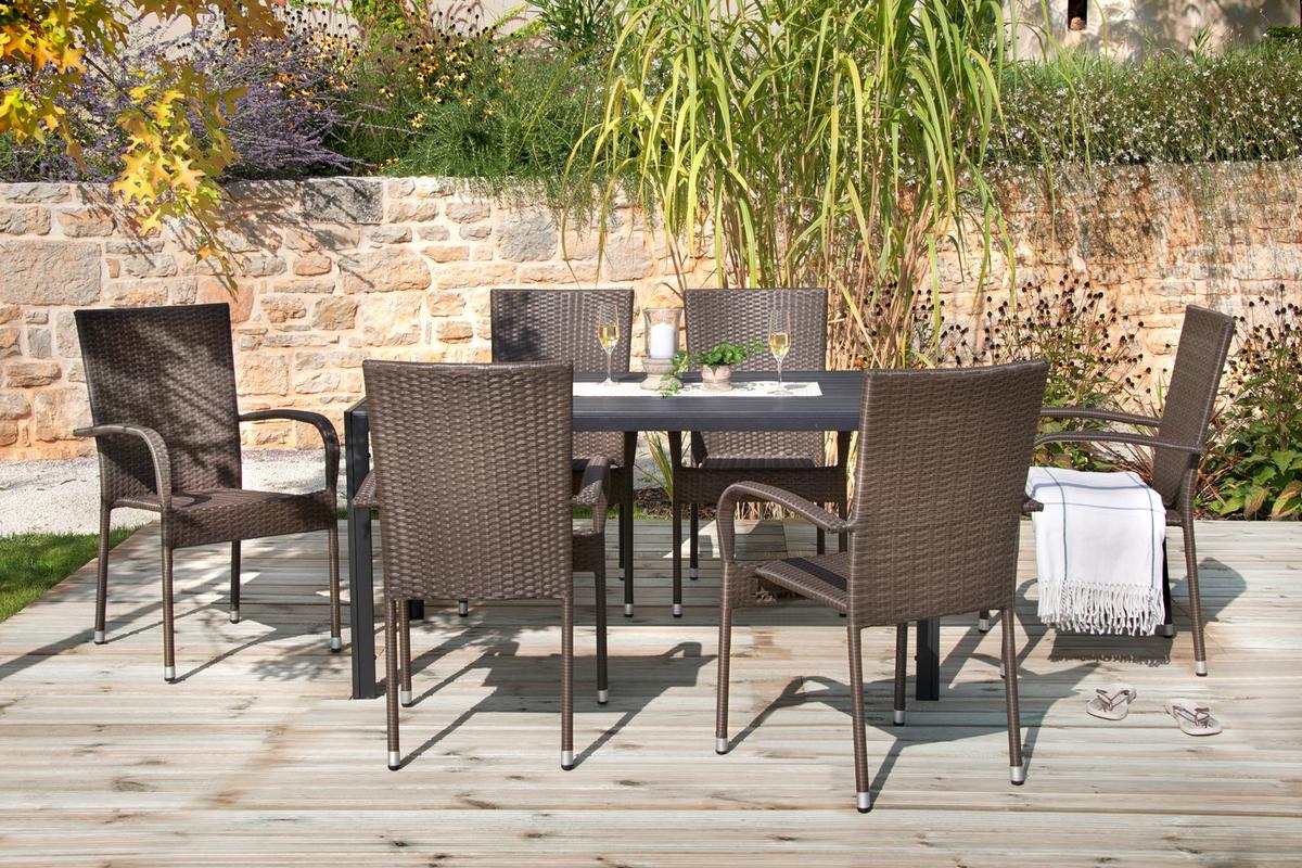 Gartentisch Milano Kunststoff/aluminium L 205 Cm - Dunkelgrau/Schwarz, MODERN, Kunststoff/Metall (205/74/90cm) - Beldano