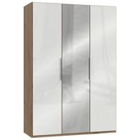Šatníková skriňa LEVEL 36 D - biela s vysokým leskom/farba duba, Modern, kompozitné drevo (150/216/58cm) - MID.YOU