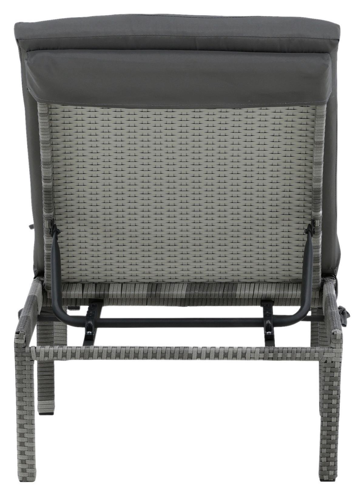 Sonnenliege Bilbao Kunststoffgeflecht - Grau, KONVENTIONELL, Kunststoff/Textil (59/84/198cm) - Gardenson