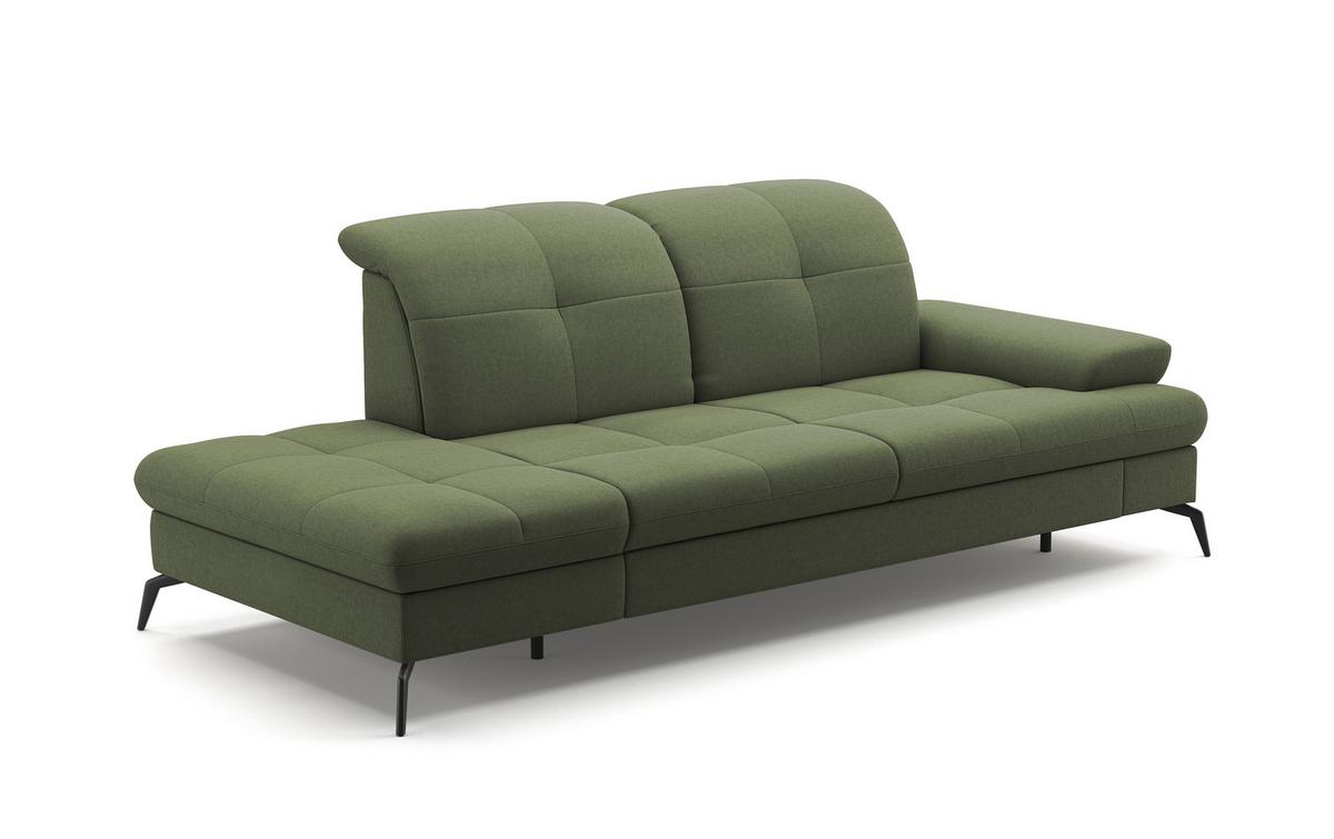 Récamiere Amica E, Olivgrün B: 231 Cm - Schwarz/Olivgrün, KONVENTIONELL, Textil (231/90/122cm) - Sit & More