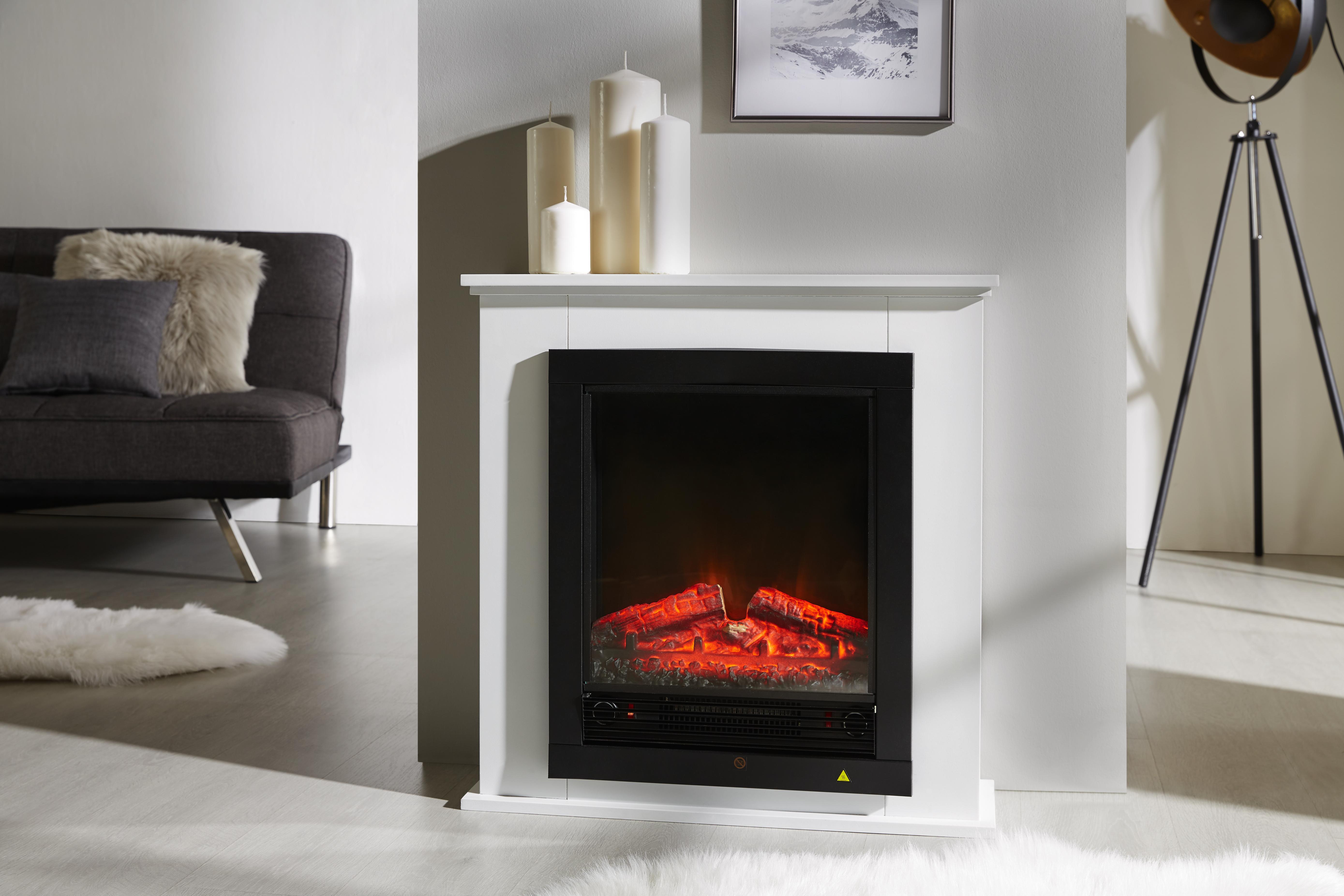 Elektrokamin 1800w Weiß Flammeneffekt Lugano - Weiß, MODERN, Glas/Metall (70/71/22cm)