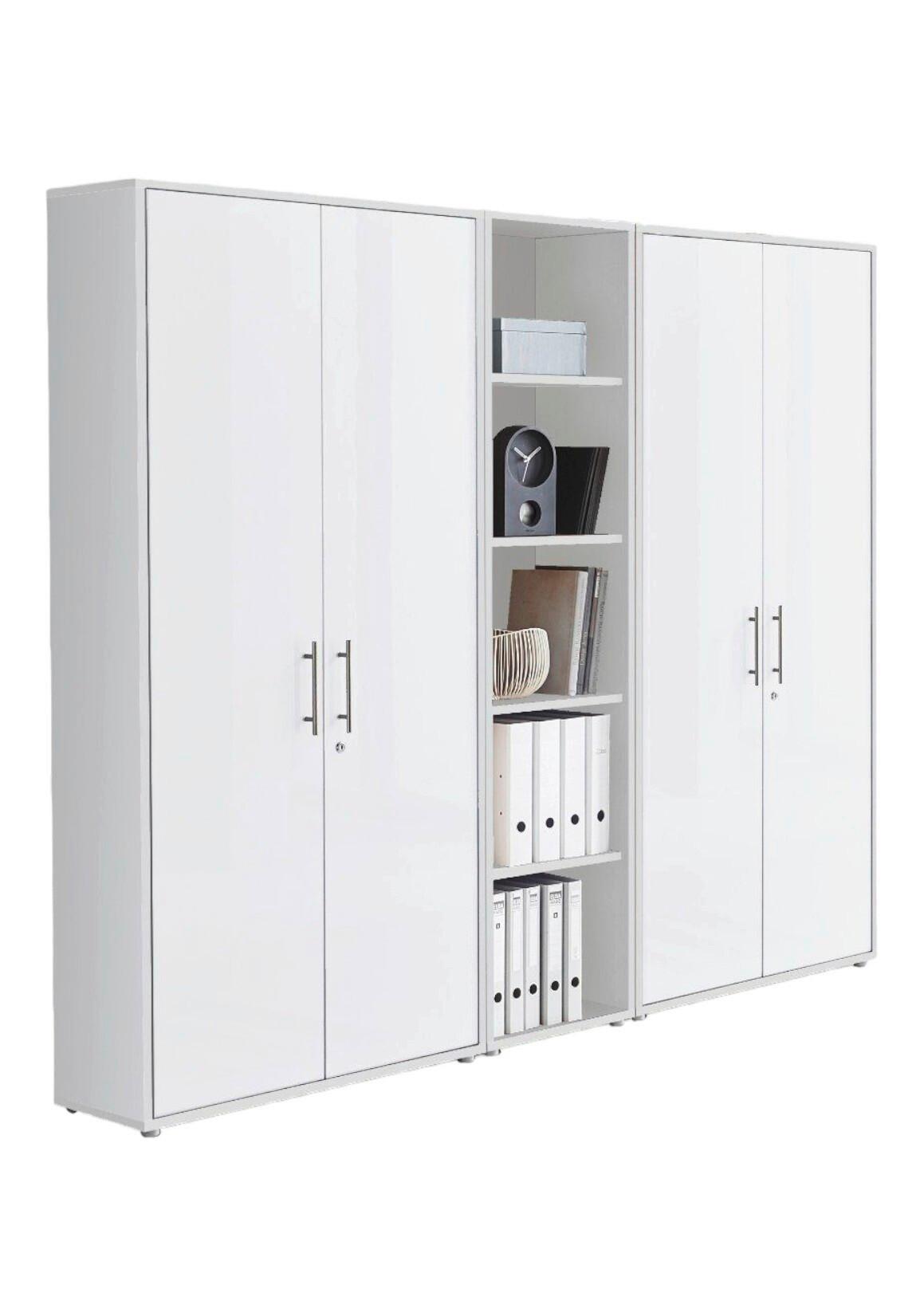 Office Edition B: 212,9 cm Weiß - Weiß, MODERN, Holzwerkstoff (212,9/185,6/33cm) - MID.YOU