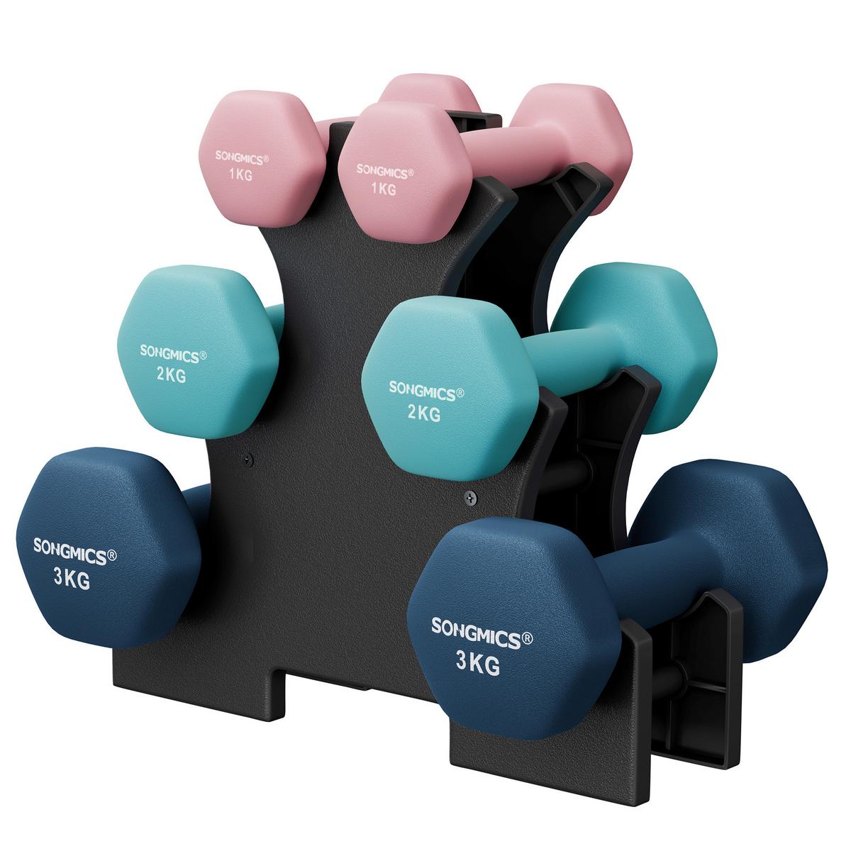 Fitness-Set Dumbbell Hellblau/ Dunkelblau/Hellrosa B: 38,5 cm - Hellrosa/Dunkelblau, Basics, Metall (38.5/14.5/35.5cm)