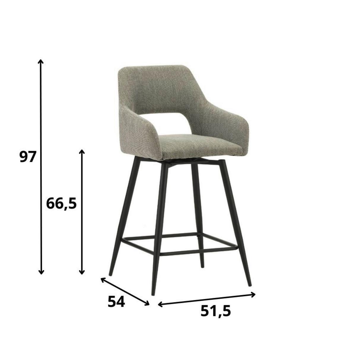 Barhocker-set Amiens Grün, B: 51,5 Cm - Schwarz/Grün, MODERN, Textil/Metall (51,5/97/54cm) - MID.YOU