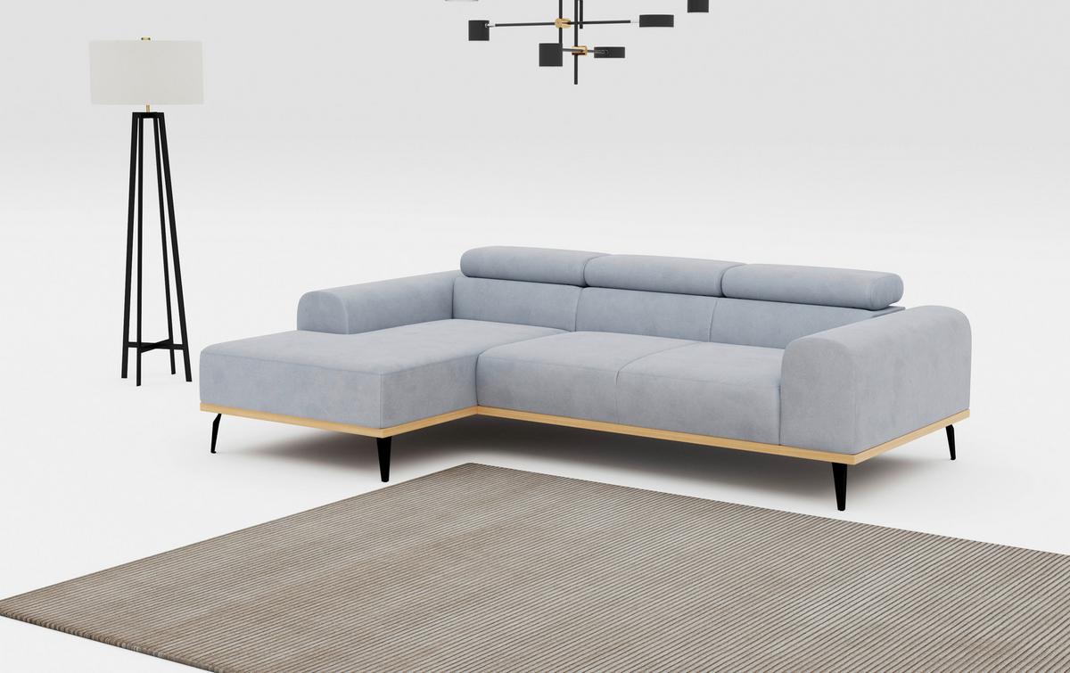 Ecksofa Hellgrau Mit Sitzvorzug S: 157x244 Cm - Hellgrau/Schwarz, KONVENTIONELL, Textil (157/244cm) - Cotta