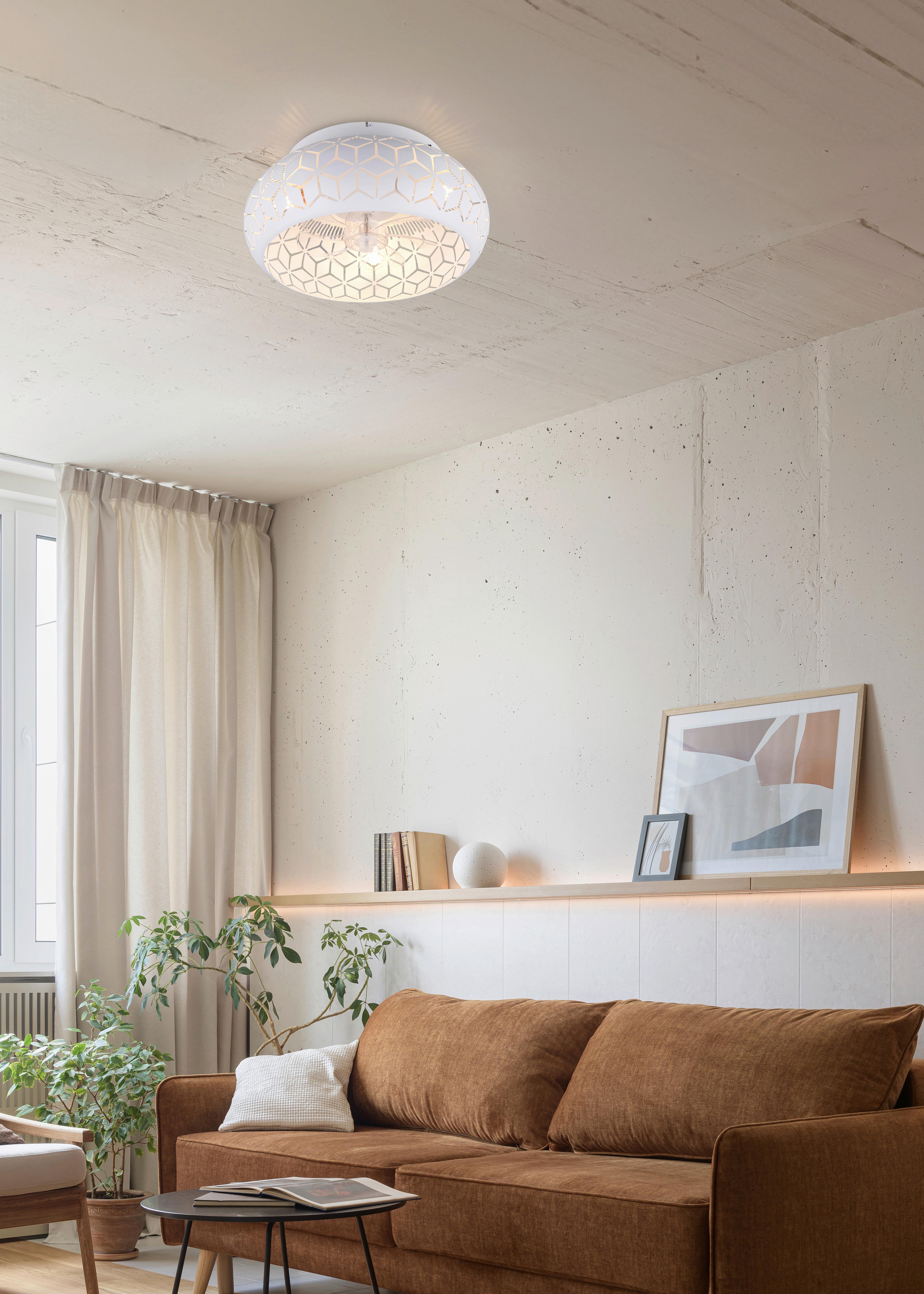 Deckenventilator Bidar Weiß Transparent D:50cm - Transparent/Weiß, LIFESTYLE, Kunststoff/Metall (50/22cm)