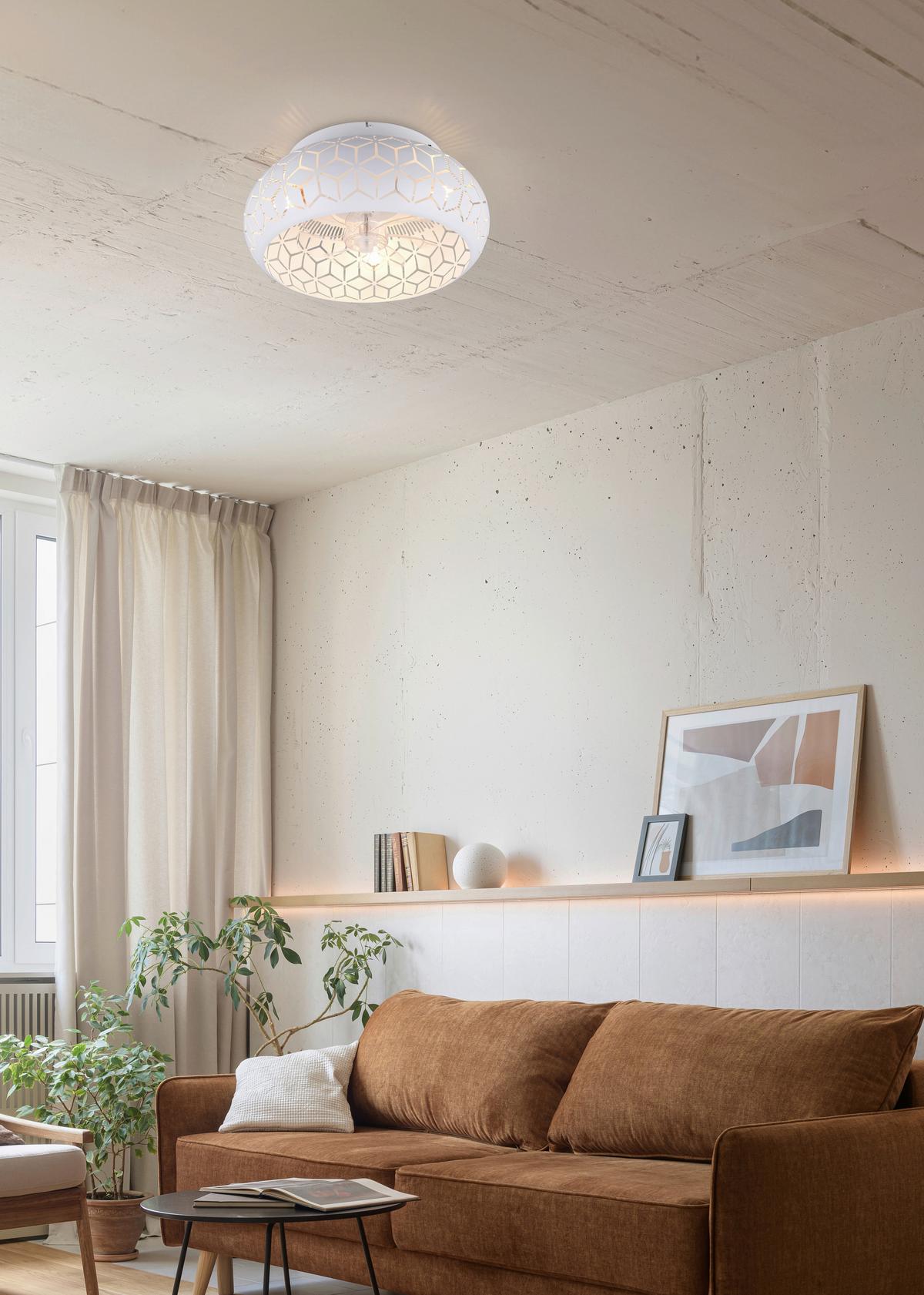 Deckenventilator Bidar Weiß Transparent D:50cm - Transparent/Weiß, LIFESTYLE, Kunststoff/Metall (50/22cm)