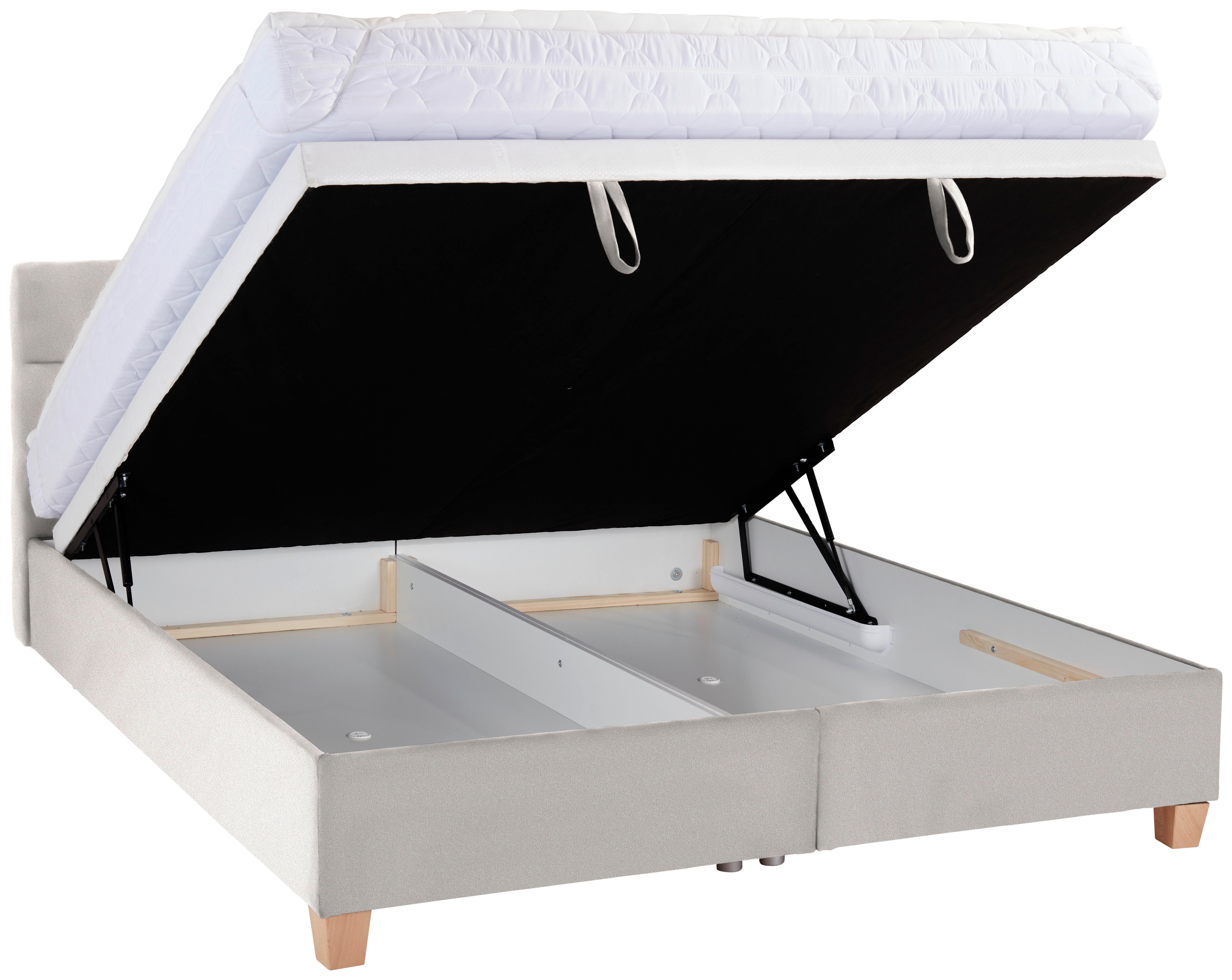 Polsterbett Mit Bettkasten 160x200 Bellagio Creme - Buchefarben/Creme, KONVENTIONELL, Holz/Textil (160/200cm)
