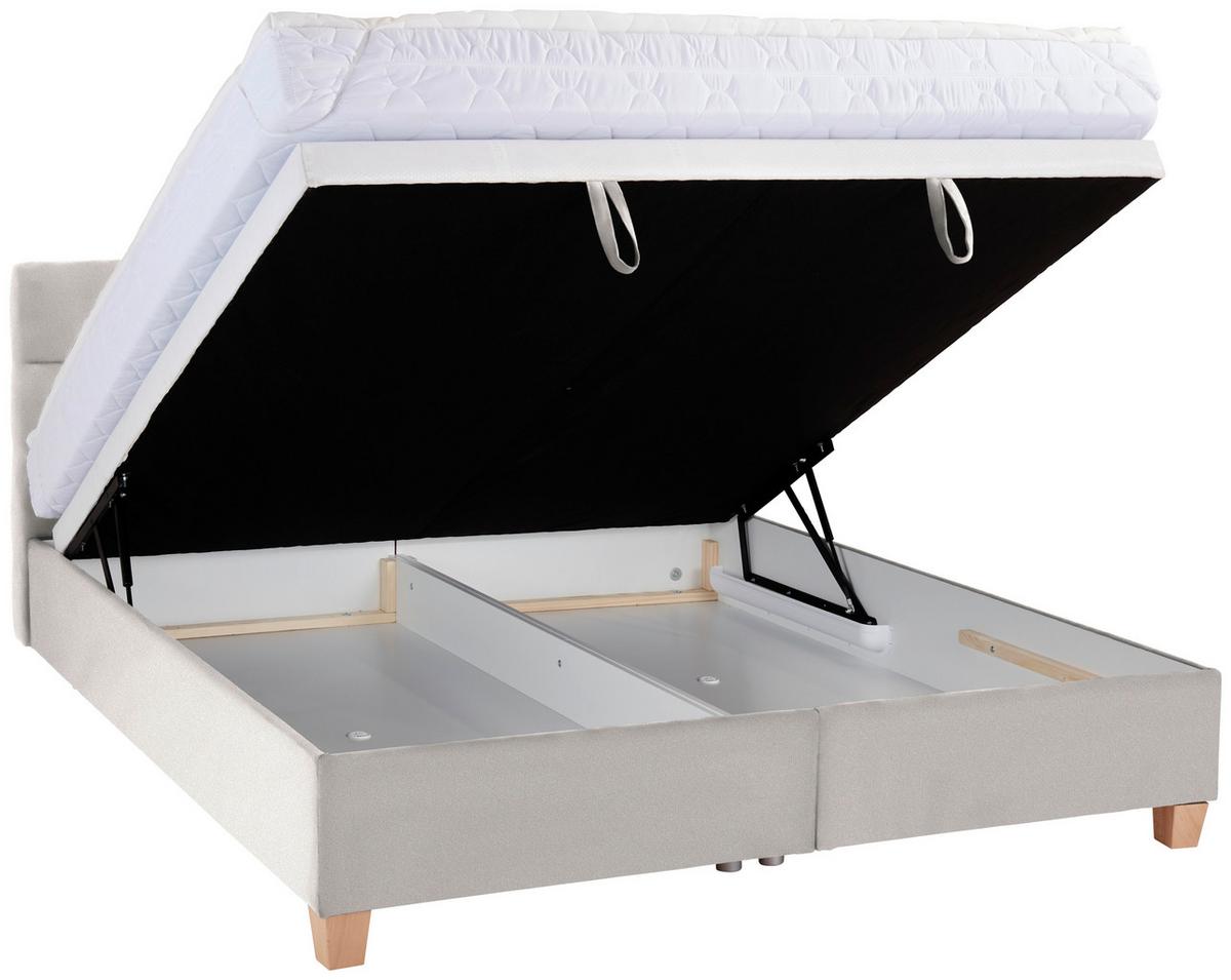 Polsterbett mit Bettkasten 140x200 Bellagio Creme - Buchefarben/Creme, KONVENTIONELL, Holz/Textil (140/200cm)