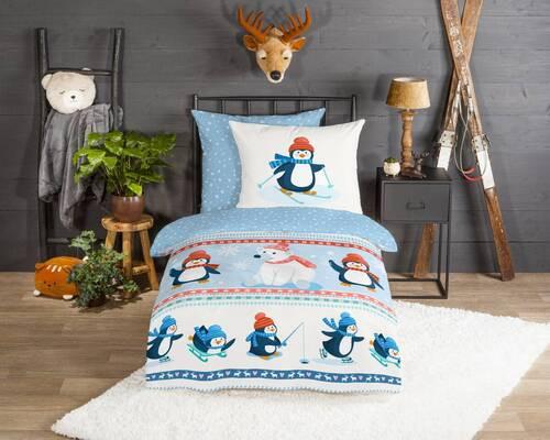 Kinderbettwäsche Penguins Multicolor 135x200 cm - Multicolor, Design, Textil (135/200cm)