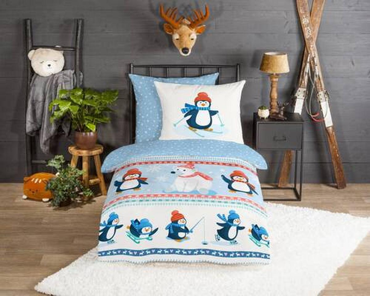 Kinderbettwäsche Penguins Multicolor 135x200 cm - Multicolor, Design, Textil (135/200cm)