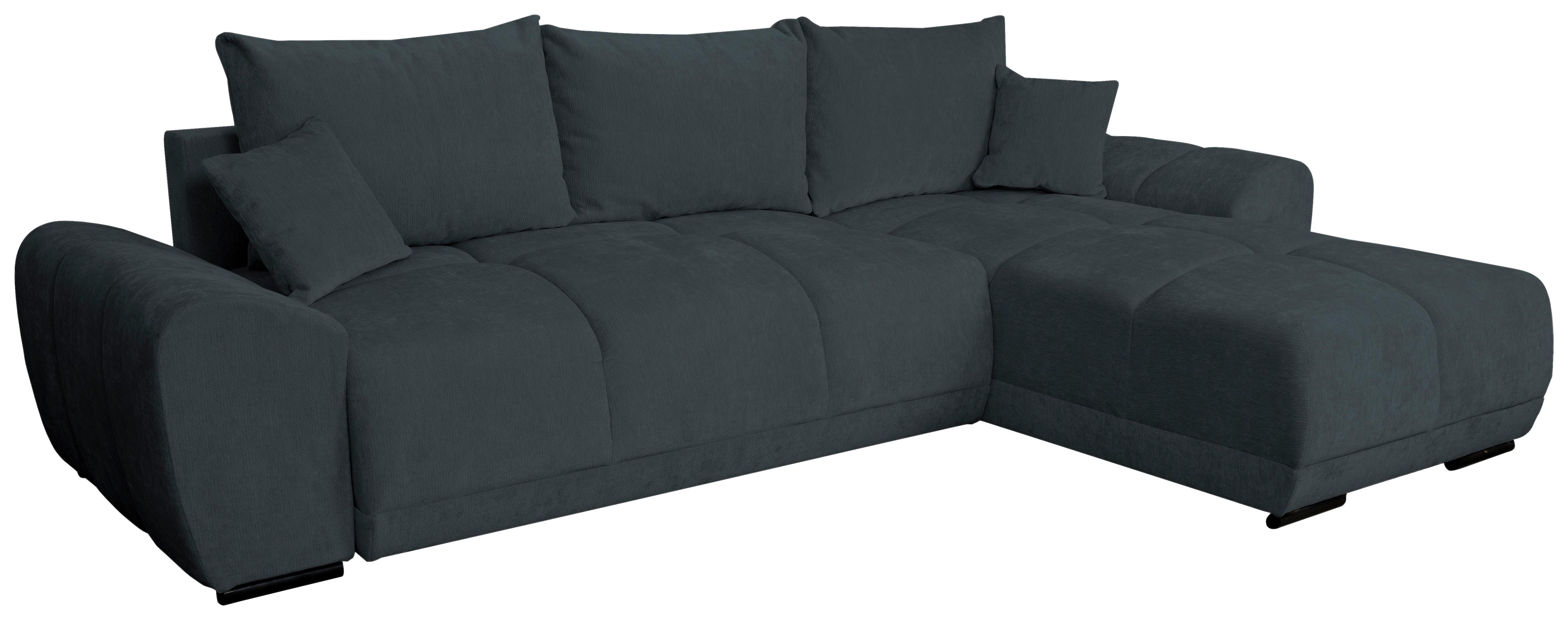 Rohová sedačka BONN, oboustranná, grafitová žinylka - černá/barvy grafitu, Moderní, textil/plast (296/182cm)