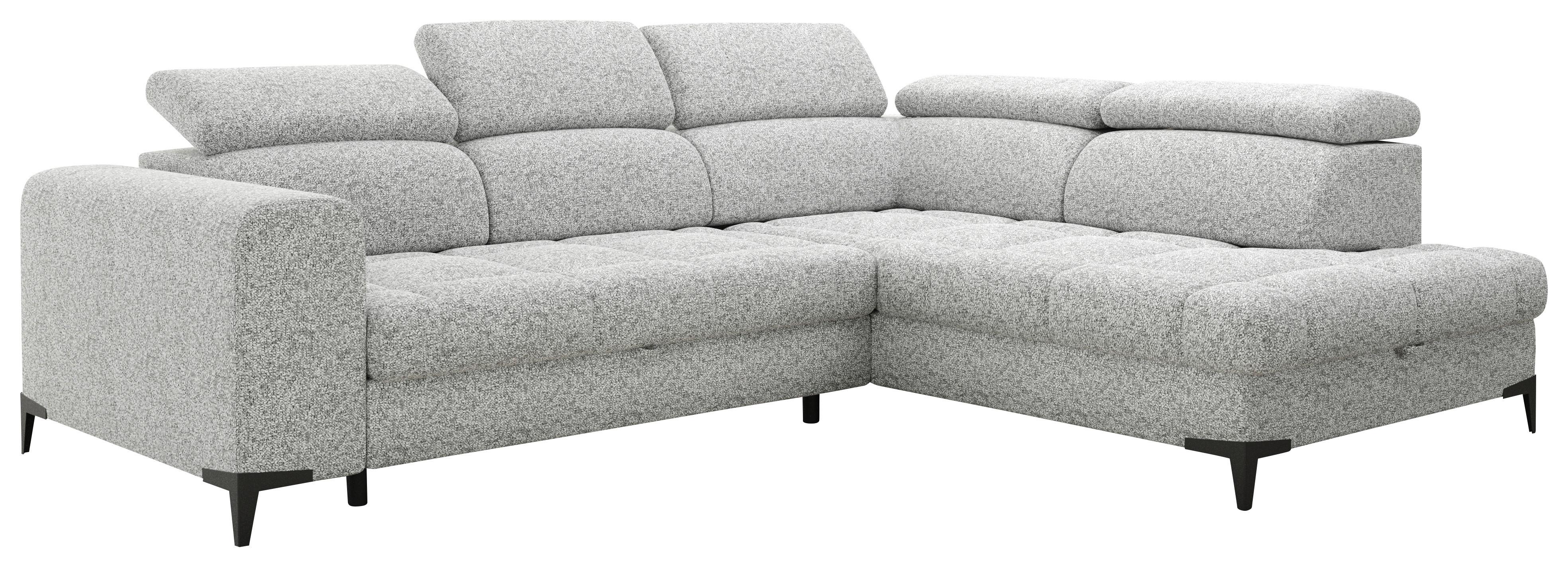 Rohová sedačka MASON, pravá, svetlosivo-krémová tkanina - čierna/krémová, Modern, kov/drevo (271/211cm) - Mömax
