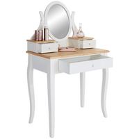 Schminktisch Dorry Weiß/Kiefer B: 80 cm Mit Spiegel - Weiß/Naturfarben, MODERN, Glas/Holzwerkstoff (80/132/40cm) - MID.YOU